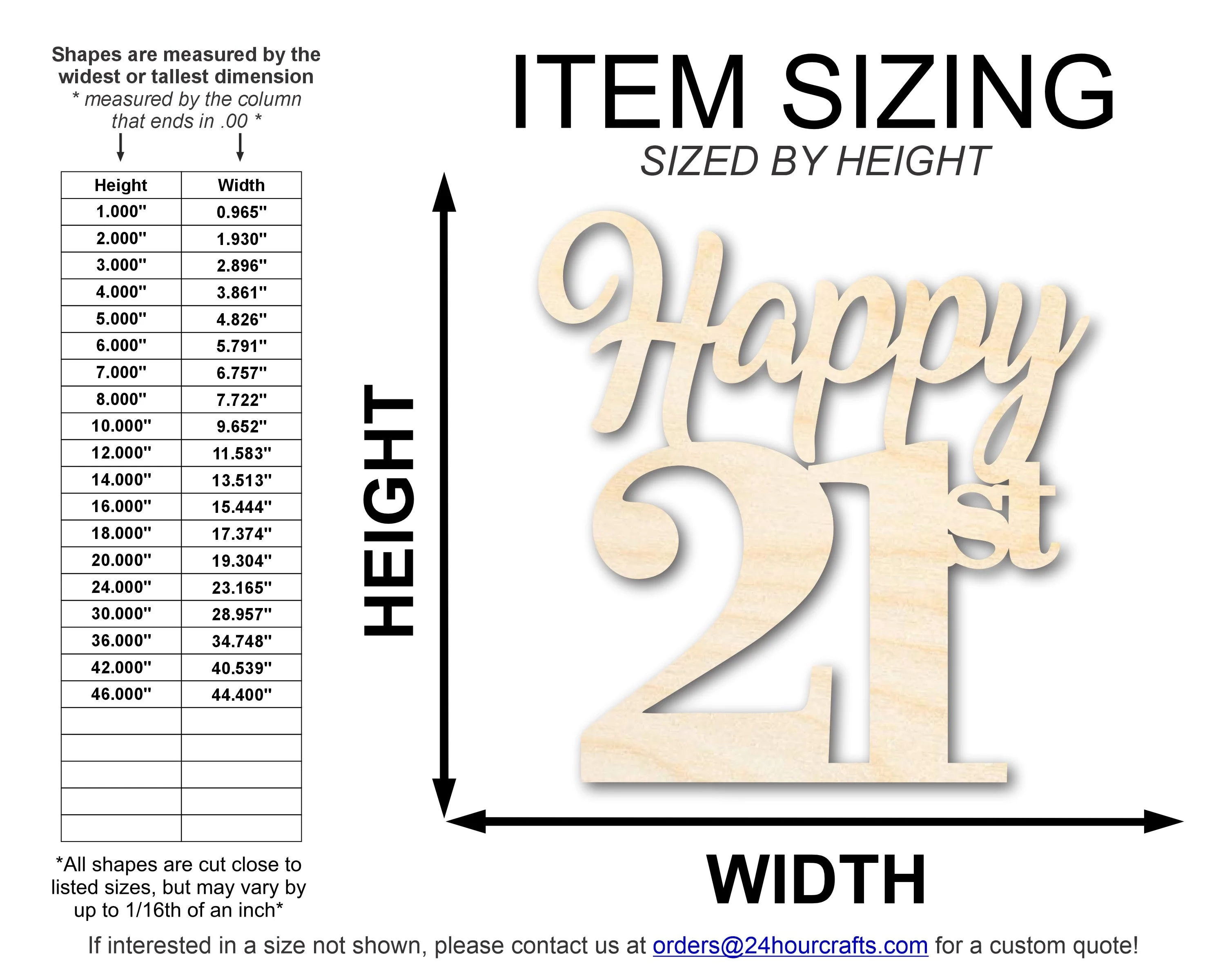 Unfinished Happy Twenty First Shape | DIY Craft Cutout | up to 46" DIY - Image 2