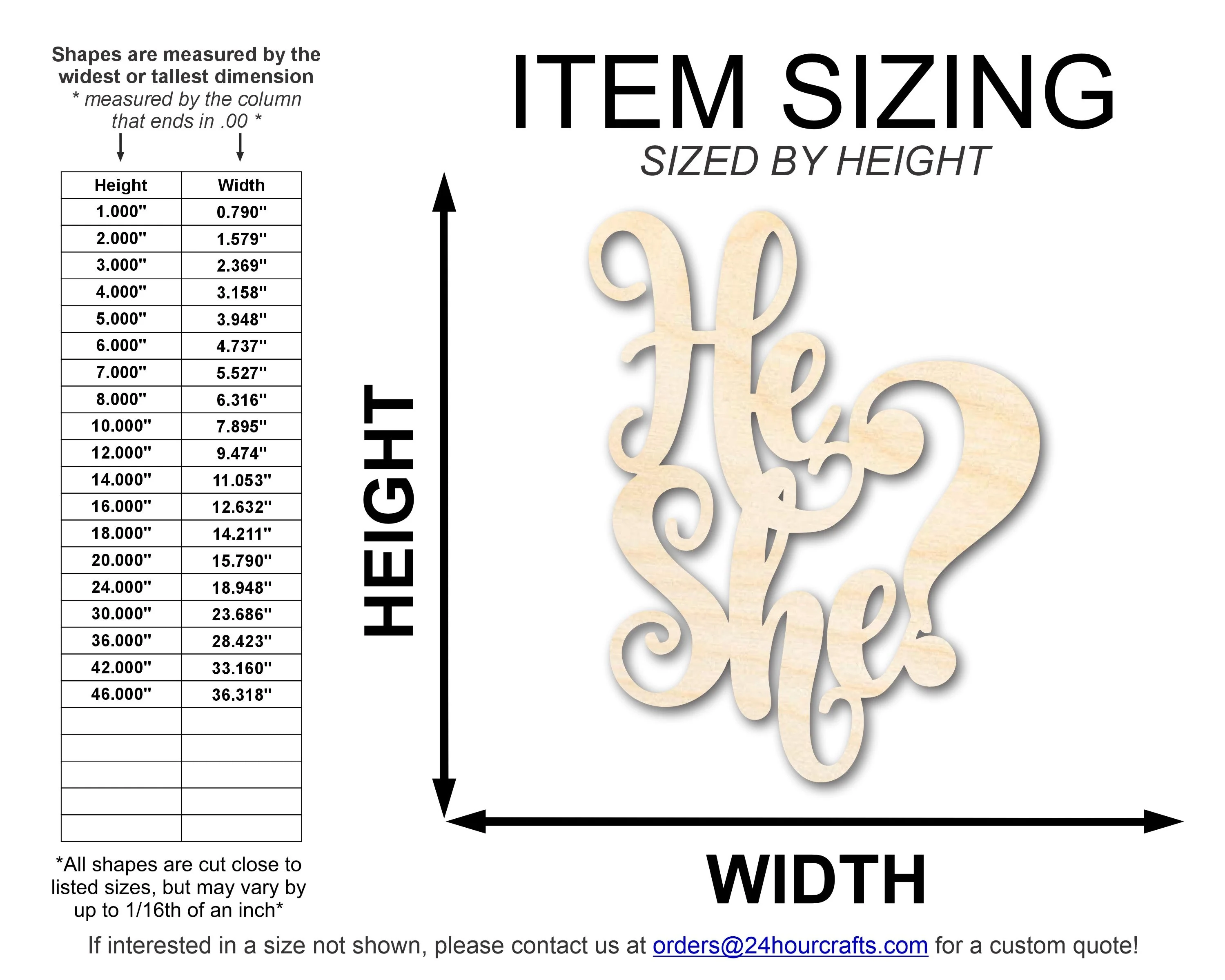 Unfinished He She Sign Shape | DIY Craft Cutout | up to 46" DIY - Image 2