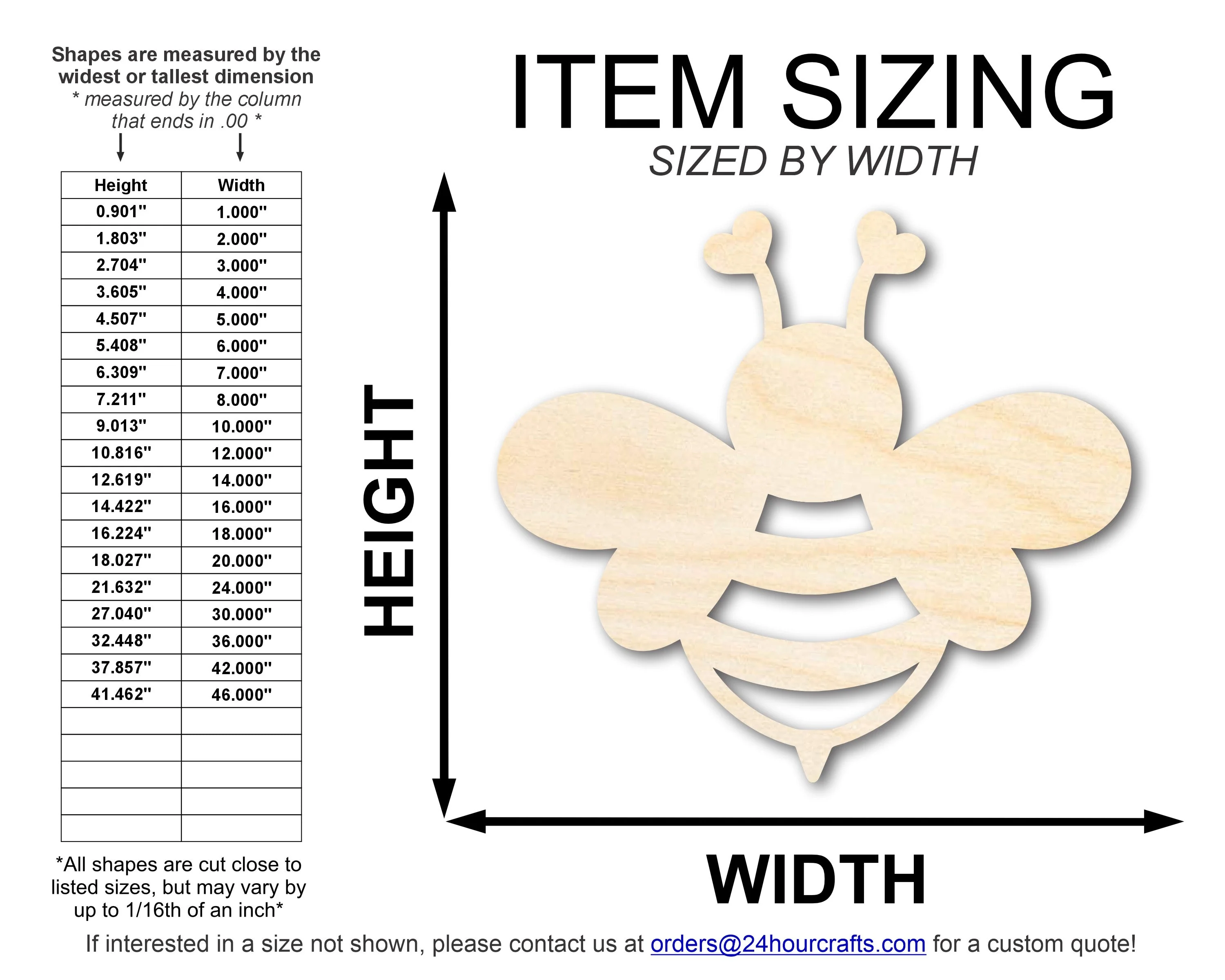 Unfinished Heart Bee Shape | DIY Craft Cutout | up to 46" DIY - Image 2