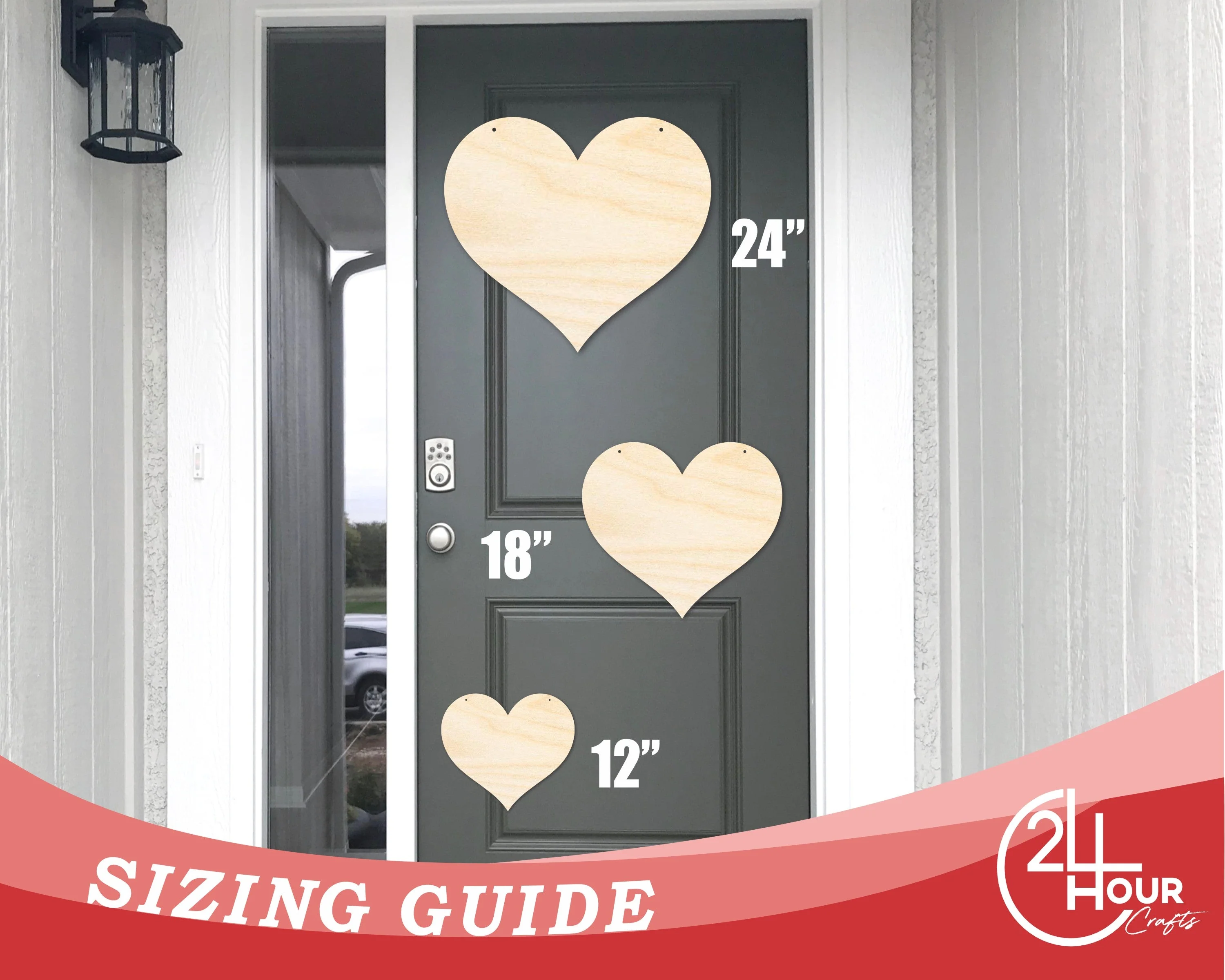 Unfinished Heart Door Hanger | DIY Craft Cutout | Door Hanger | up to 46" DIY - Image 3