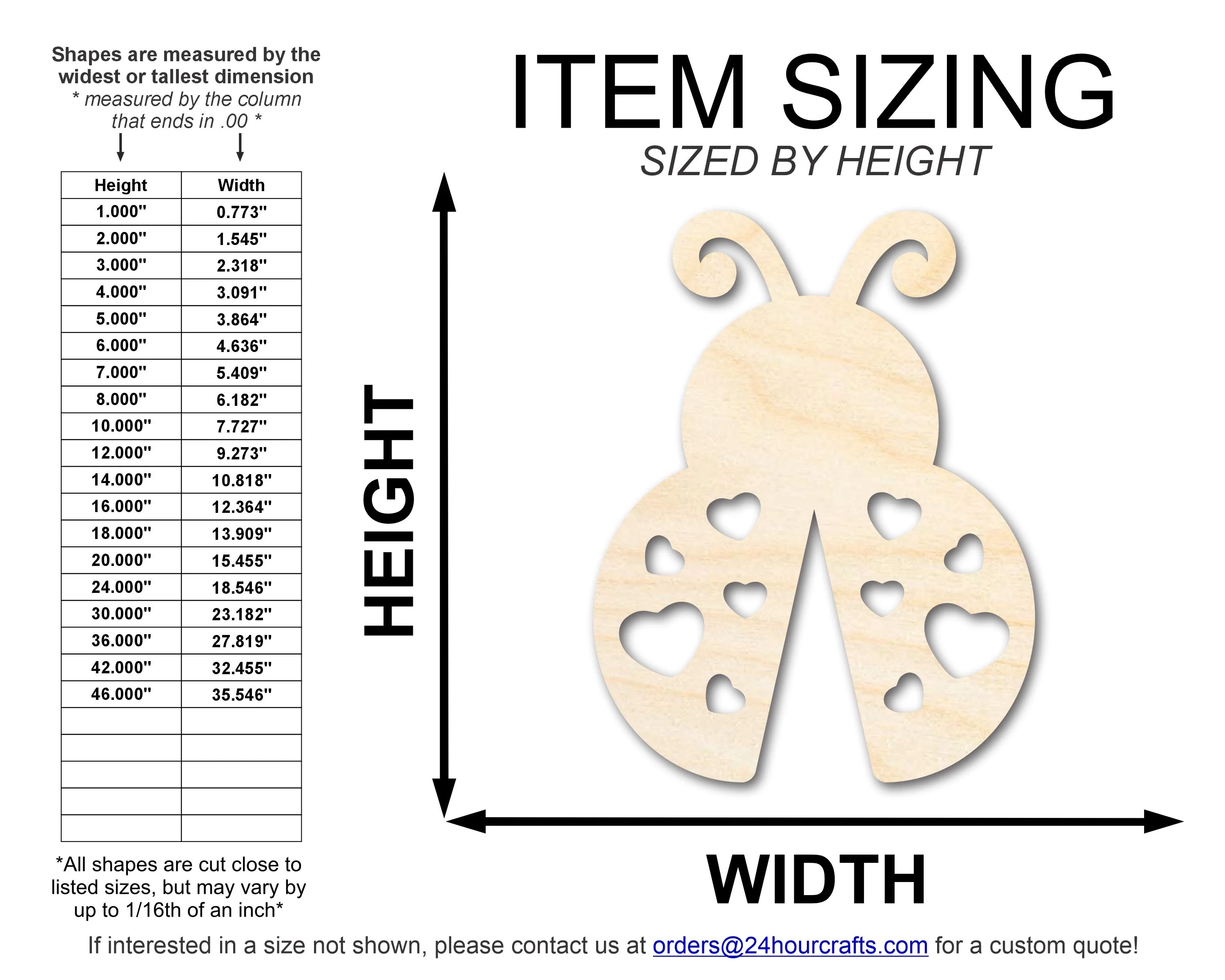 Unfinished Heart Ladybug Shape | DIY Craft Cutout | up to 46" DIY - Image 2