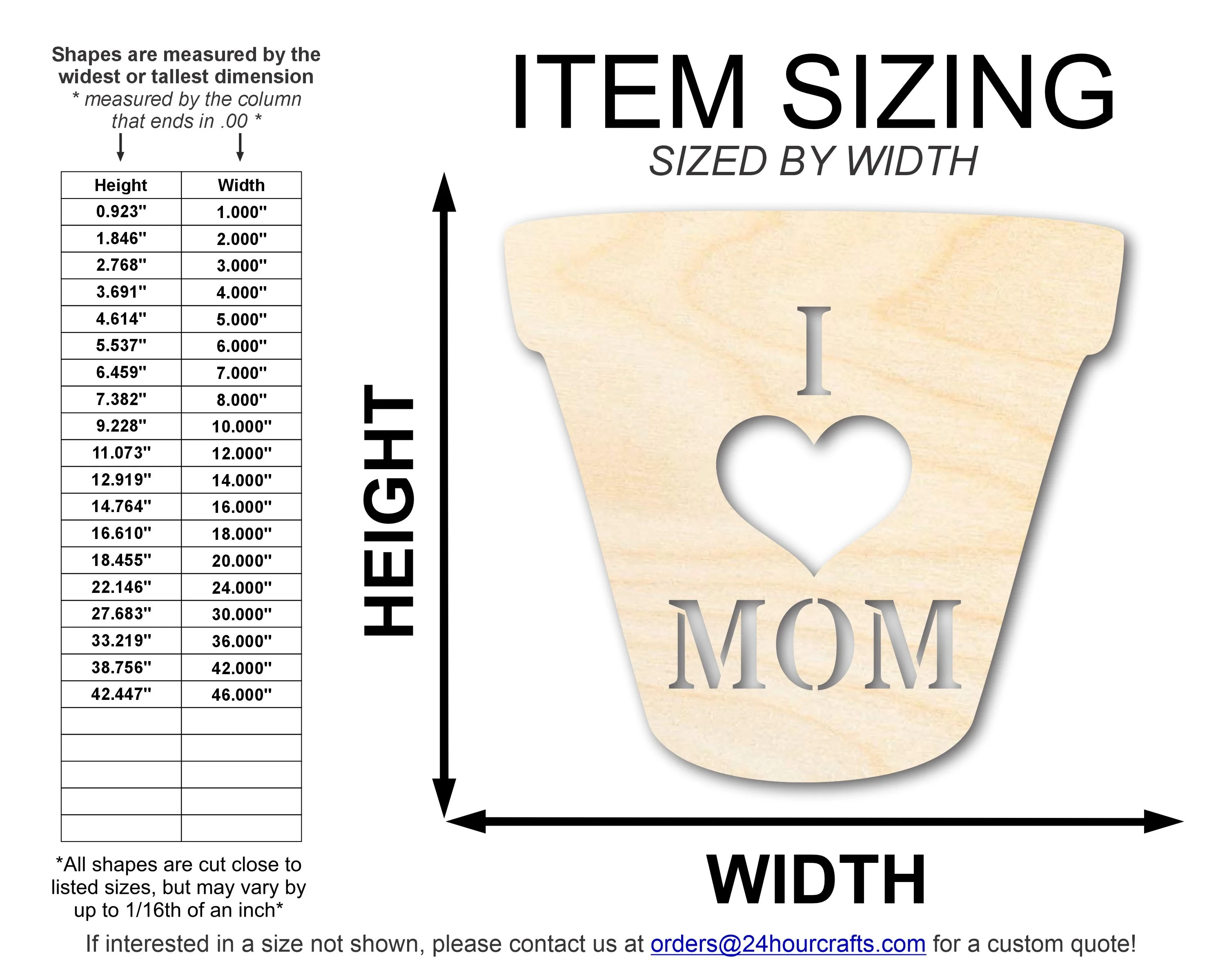 Unfinished I Love Mom Flower Pot Shape | DIY Craft Cutout | up to 46" DIY - Image 2