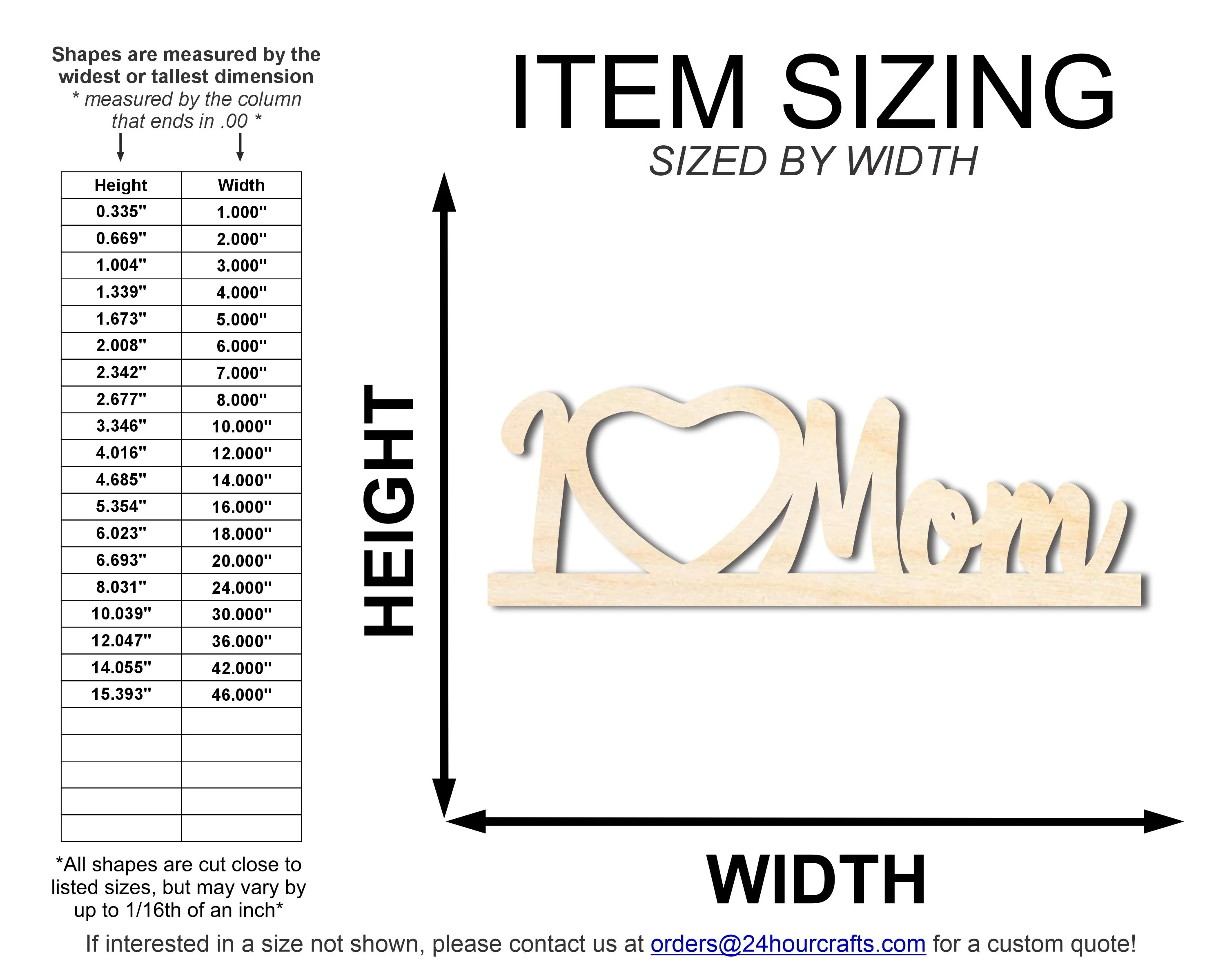 Unfinished I Love Mom Frame Shape | DIY Craft Cutout | up to 46" DIY - Image 2