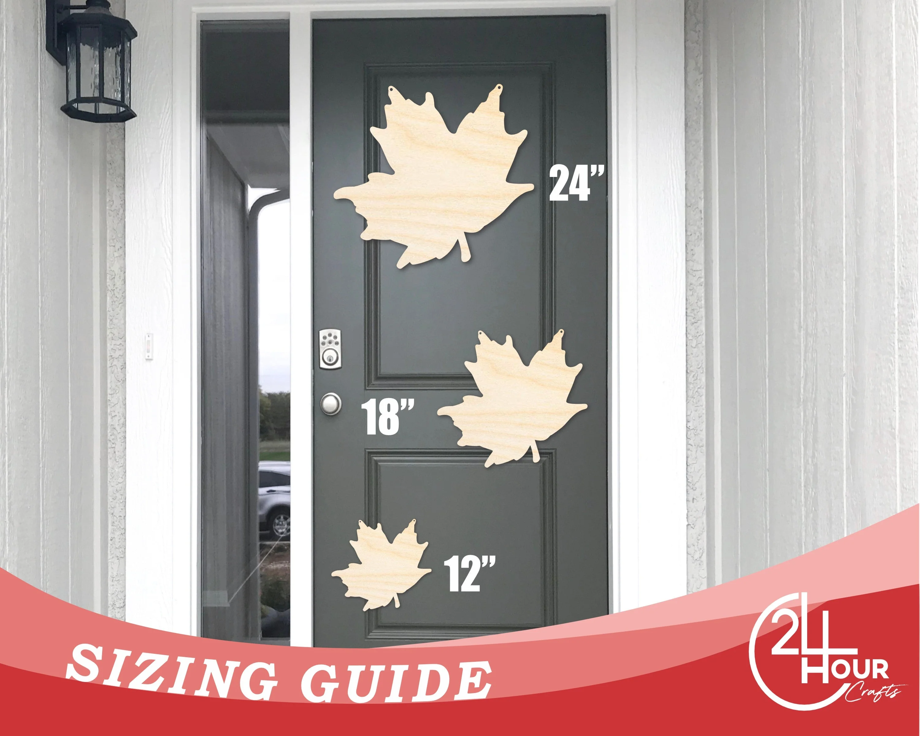 Unfinished Leaf Door Hanger | DIY Craft Cutout | Door Hanger | up to 46" DIY - Image 3
