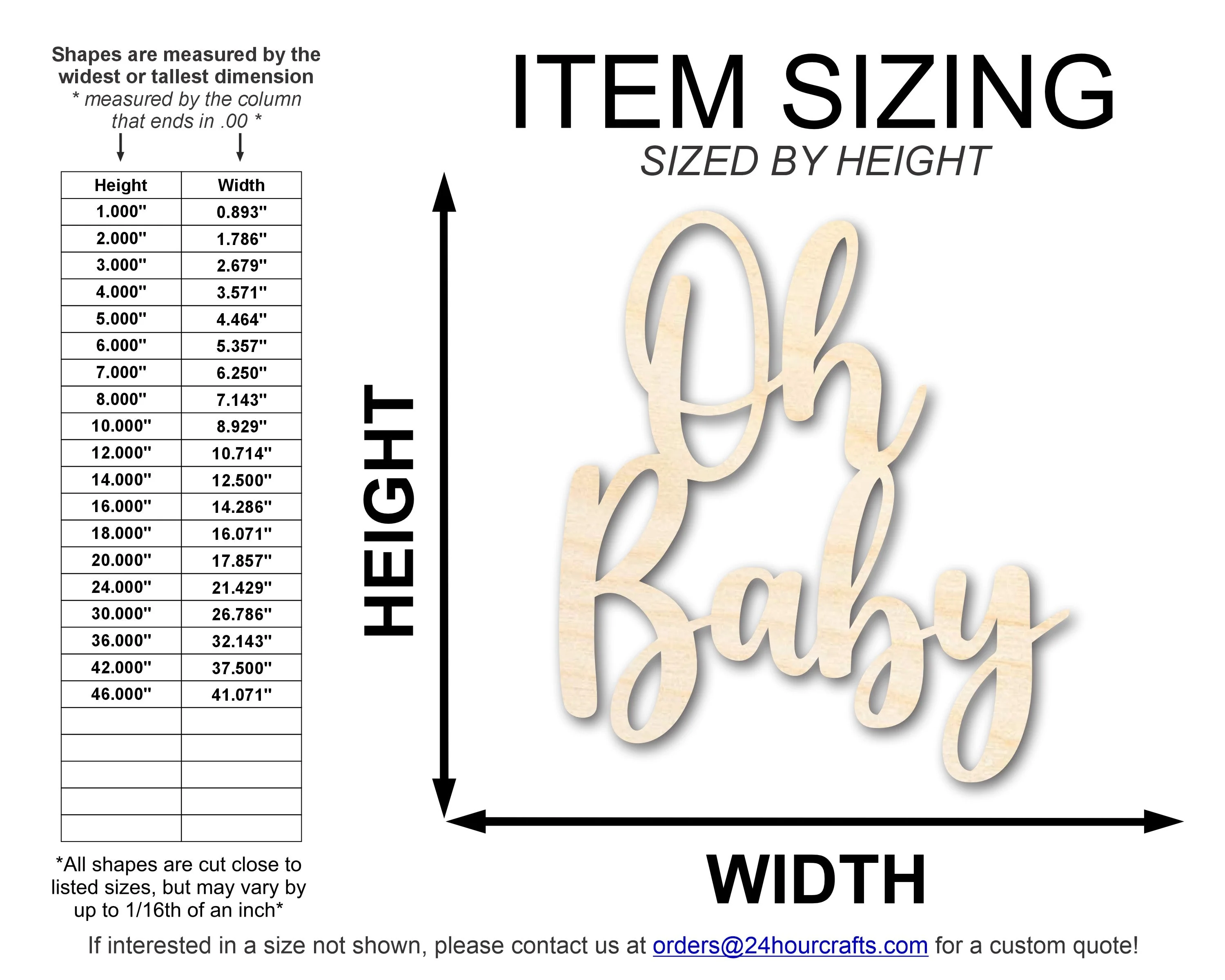 Unfinished Oh Baby Sign Shape | DIY Craft Cutout | up to 46" DIY - Image 2