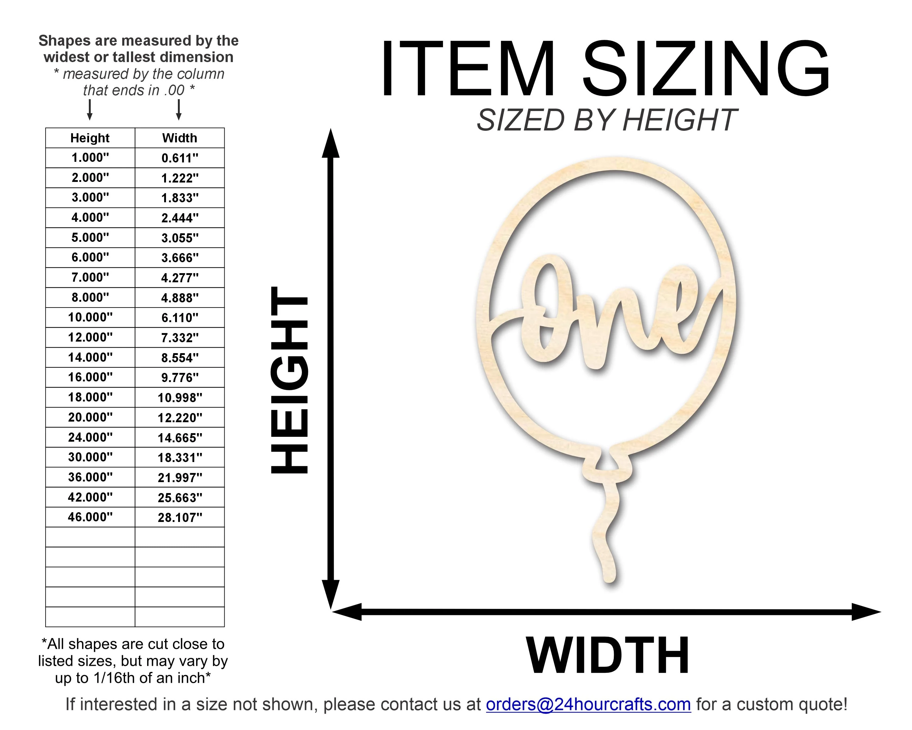 Unfinished One Balloon Shape | DIY Craft Cutout | up to 46" DIY - Image 2