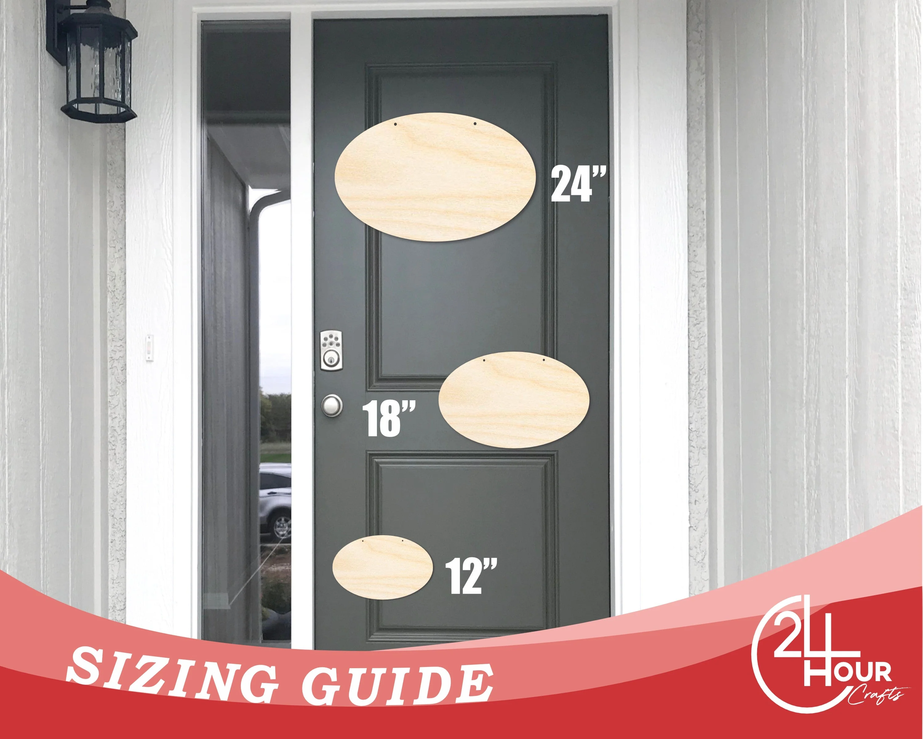 Unfinished Oval Door Hanger | DIY Craft Cutout | Door Hanger | up to 46" DIY - Image 3