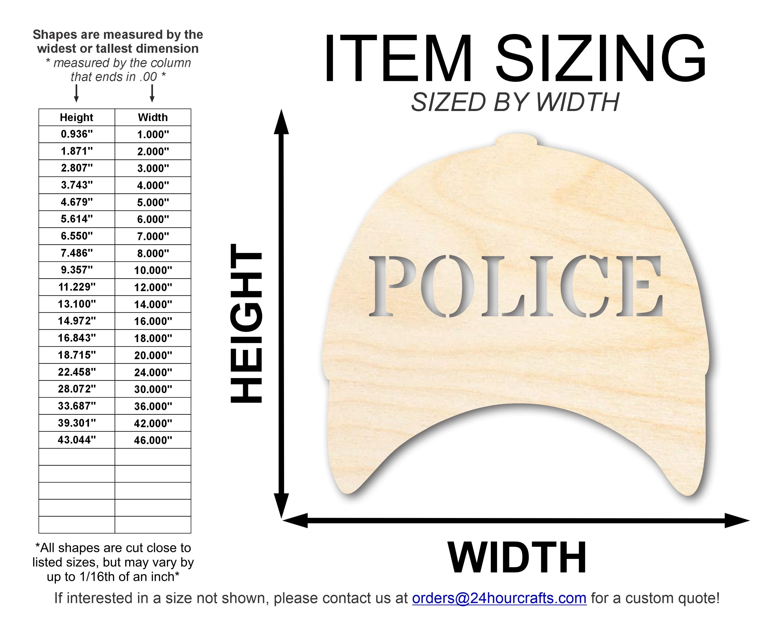 Unfinished Police Cap Shape | DIY Craft Cutout | up to 46" DIY - Image 2