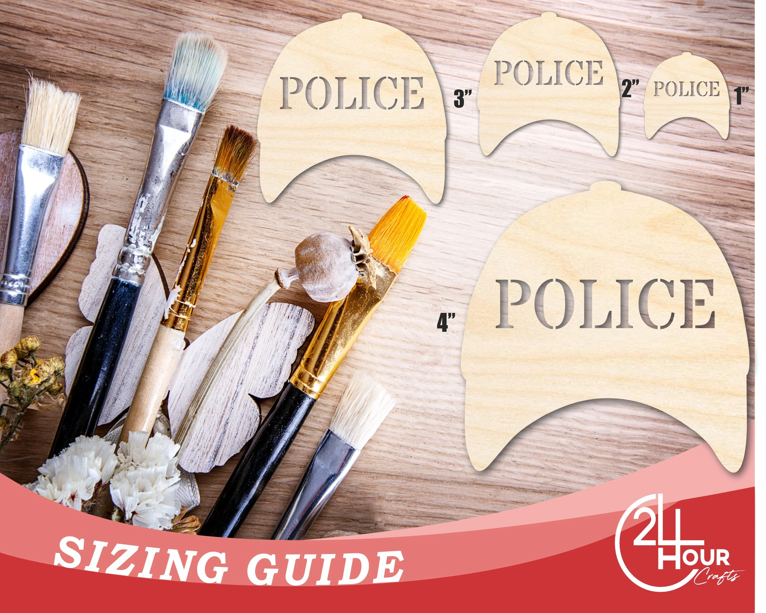 Unfinished Police Cap Shape | DIY Craft Cutout | up to 46" DIY - Image 3