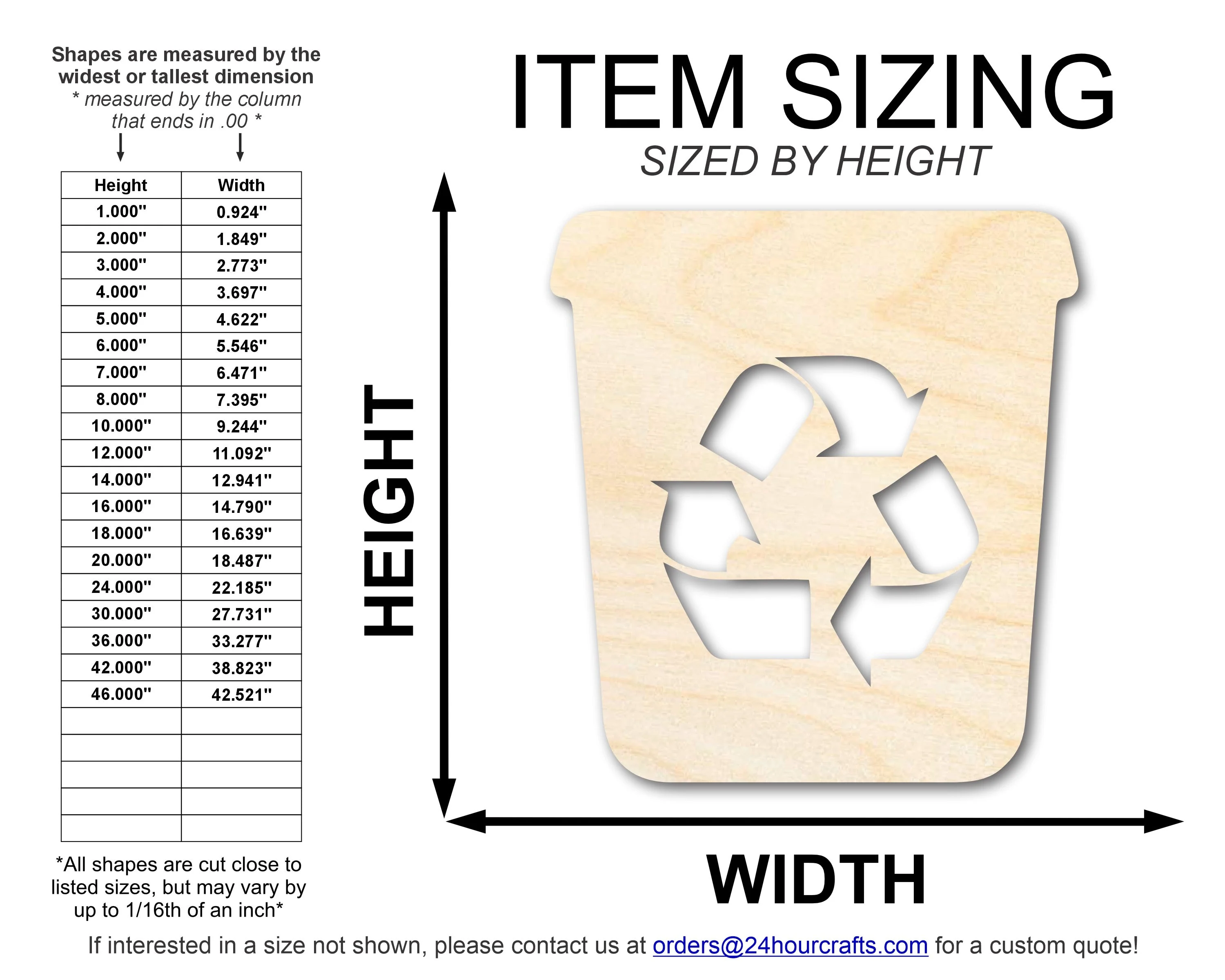 Unfinished Recycle Bin Shape | DIY Craft Cutout | up to 46" DIY - Image 2