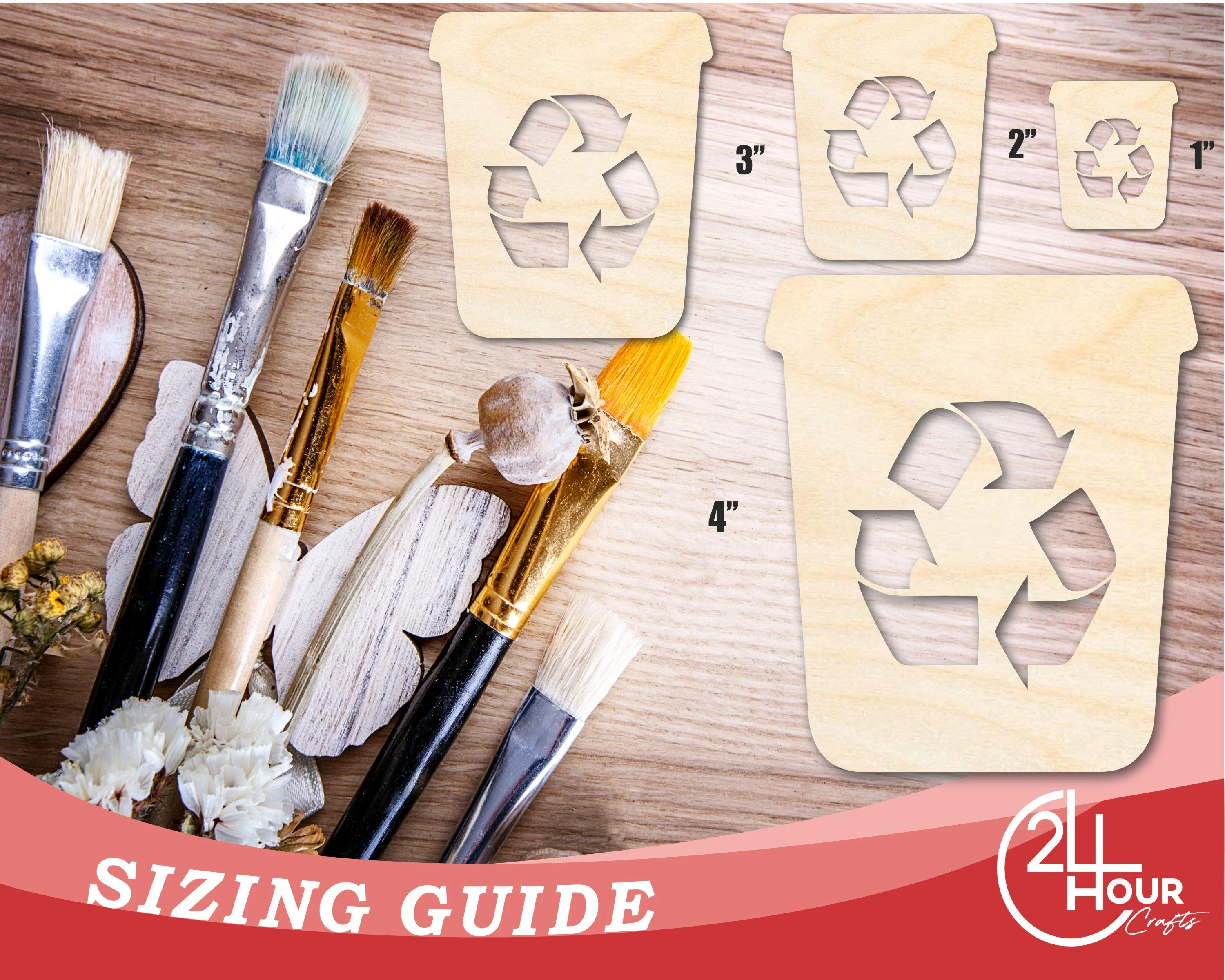 Unfinished Recycle Bin Shape | DIY Craft Cutout | up to 46" DIY - Image 3