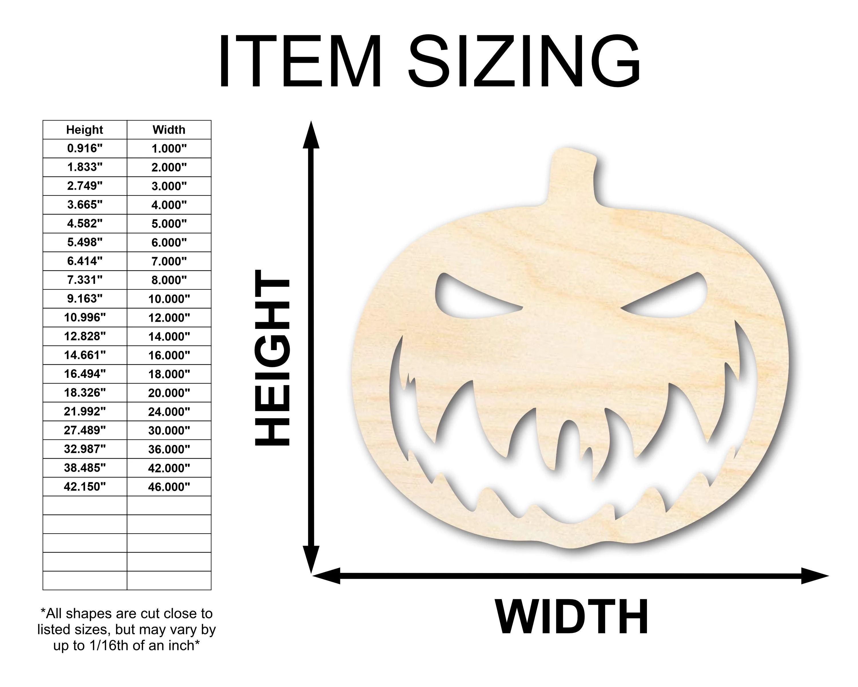 Unfinished Scary Pumpkin Shape | Craft Cutout | up to 46" DIY - Image 2