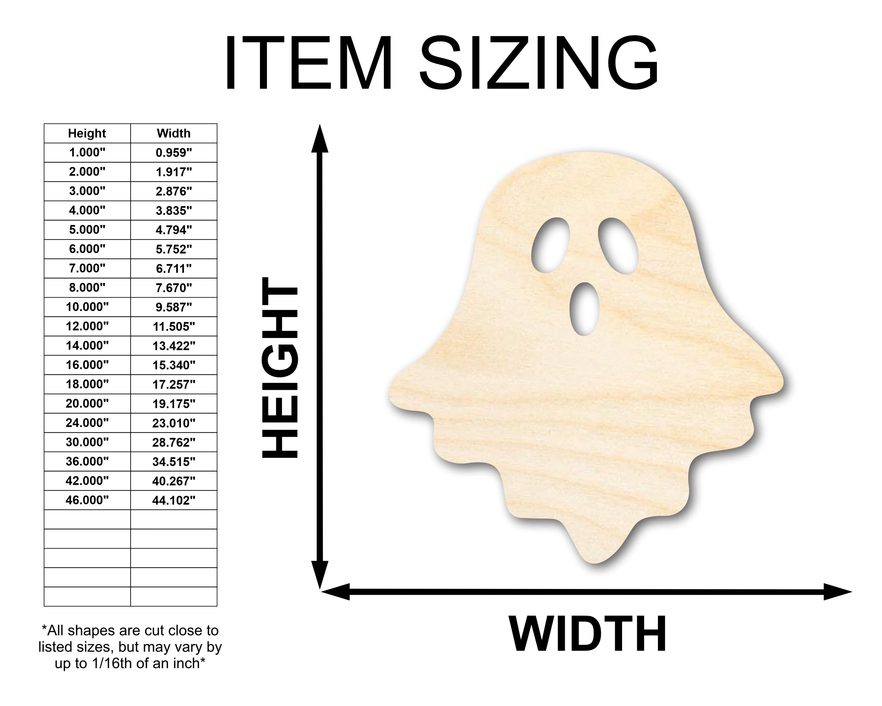 Unfinished Sheet Ghost Shape | Halloween Craft Cutout | up to 46" DIY - Image 2