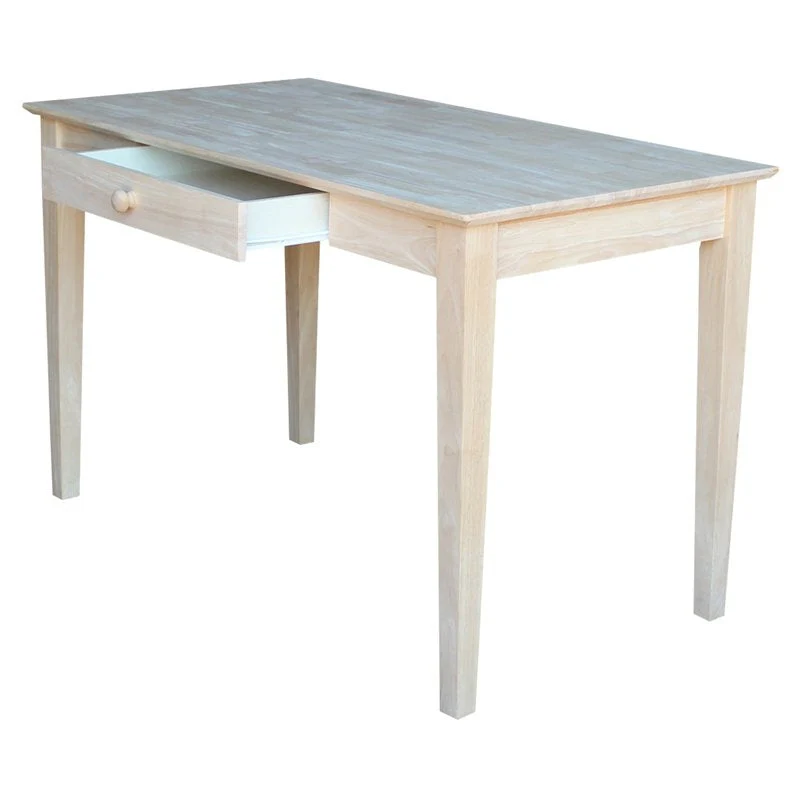 Unfinished Solid Wood Desk Laptop Computer Writing Table with Drawer - Image 2