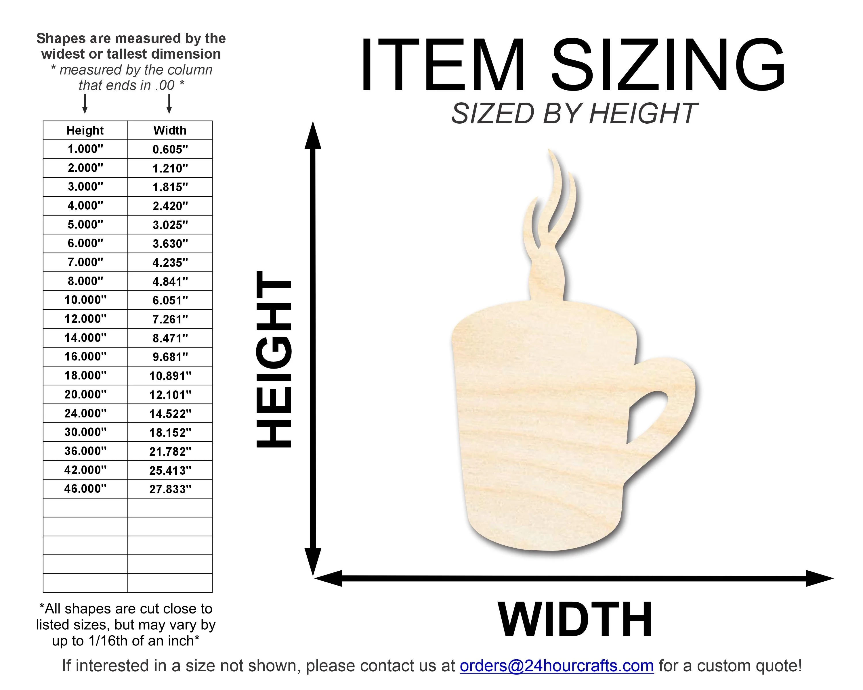 Unfinished Steamy Mug Shape | Craft Cutout | up to 46" DIY - Image 2