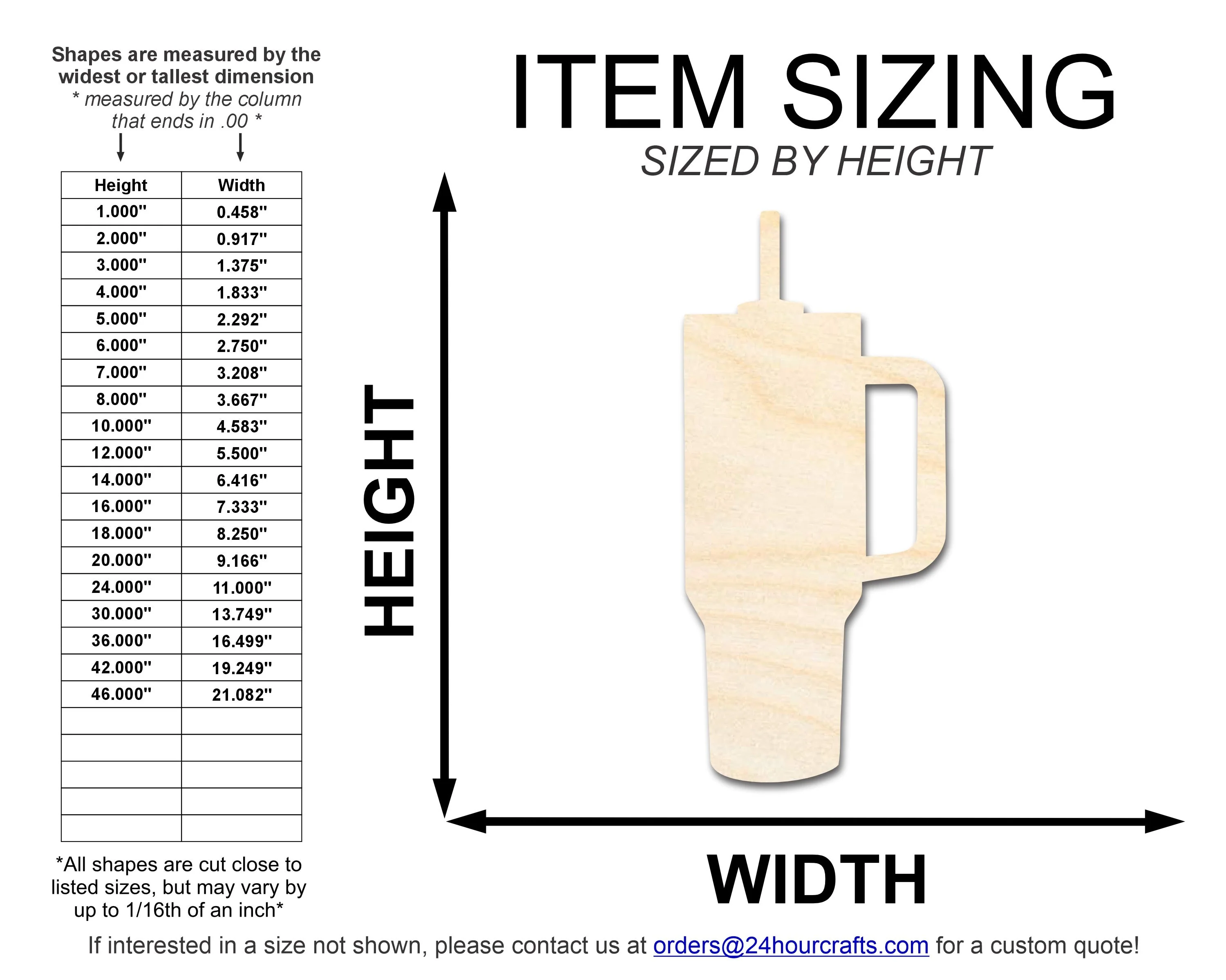 Unfinished Tumbler Silhouette | DIY Craft Cutout | up to 46" DIY - Image 2