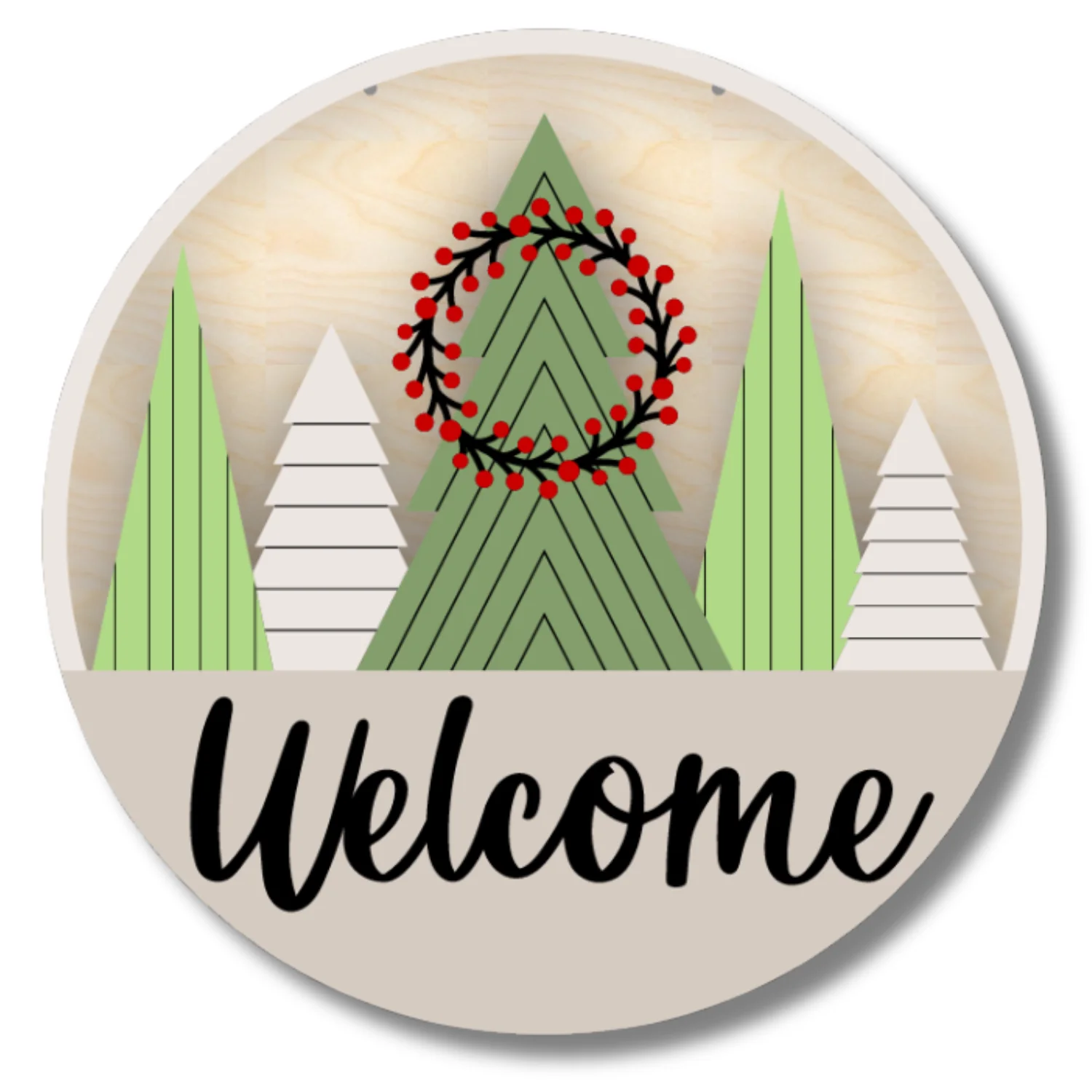 Unfinished Welcome Etched Tree Door Sign Kit | Wood Craft Cutouts | 1/4" Thick | - Image 2