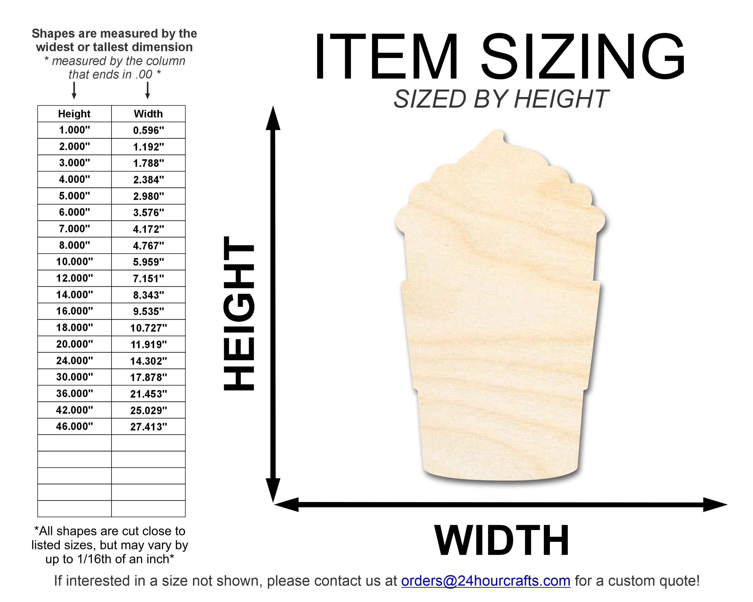 Unfinished Whipped Latte Shape | Craft Cutout | up to 46" DIY - Image 2