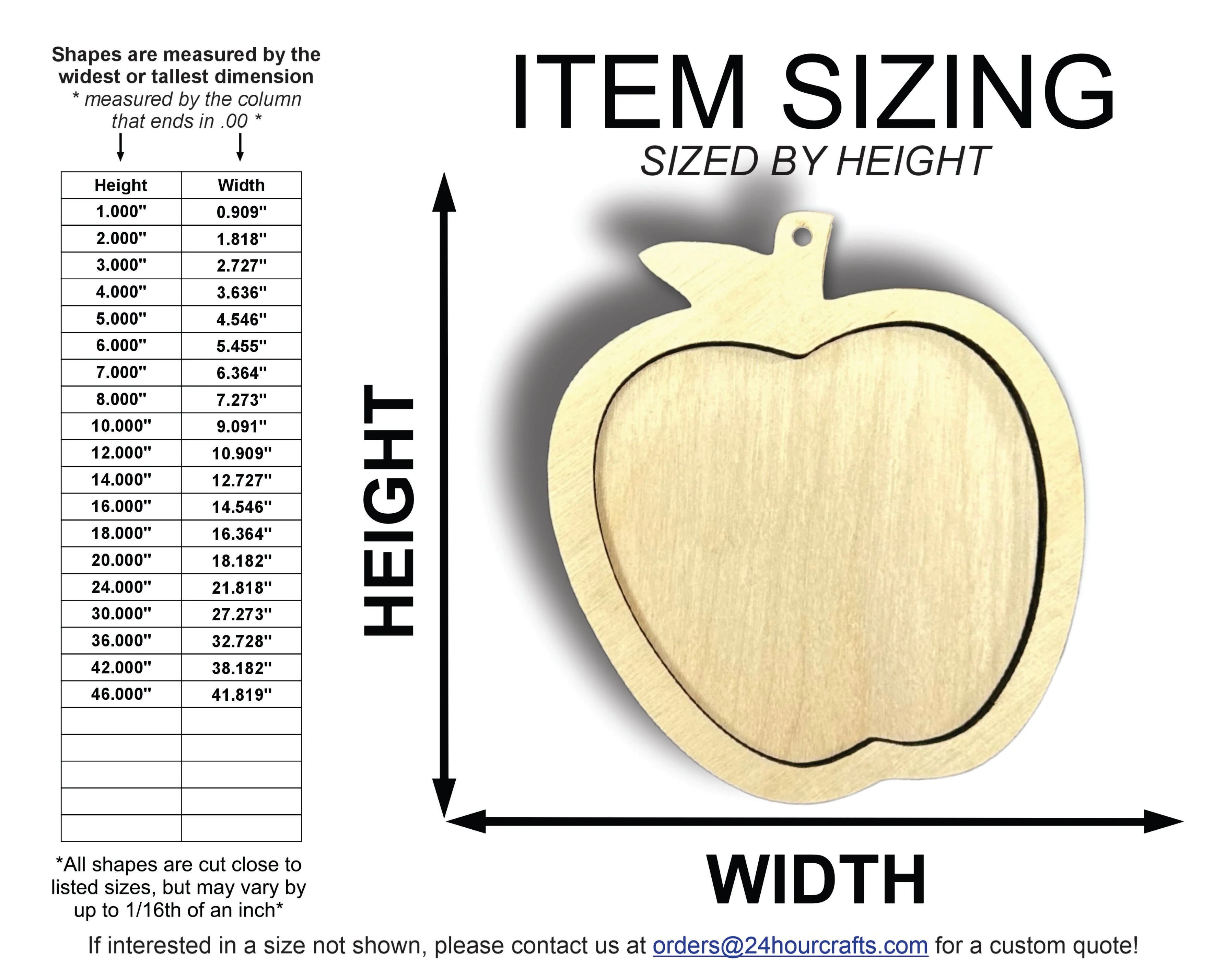 Unfinished Wood 2 Layer Apple Shadowbox Shape | DIY Craft Cutout | up to 46" DIY - Image 2