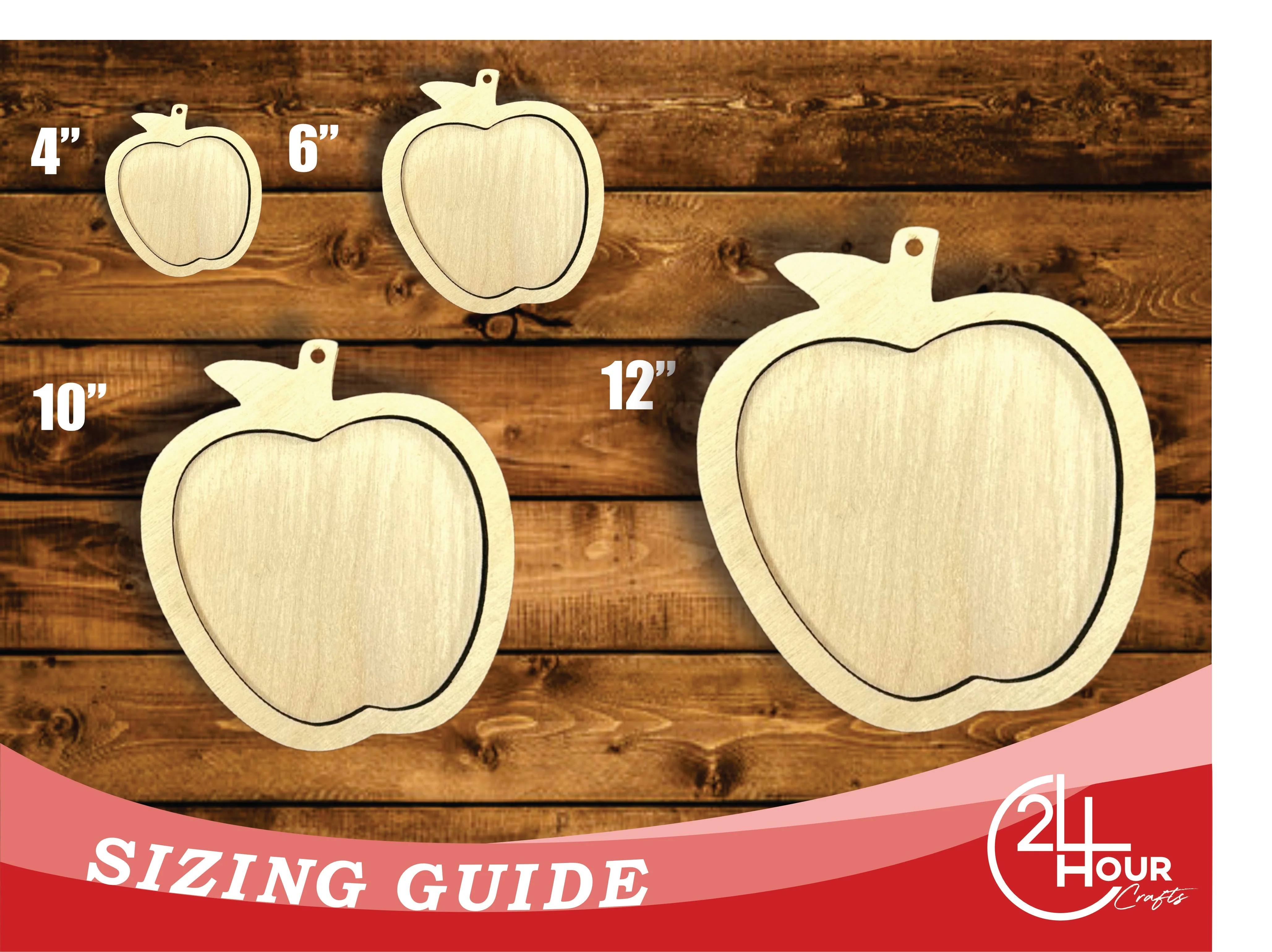 Unfinished Wood 2 Layer Apple Shadowbox Shape | DIY Craft Cutout | up to 46" DIY - Image 3