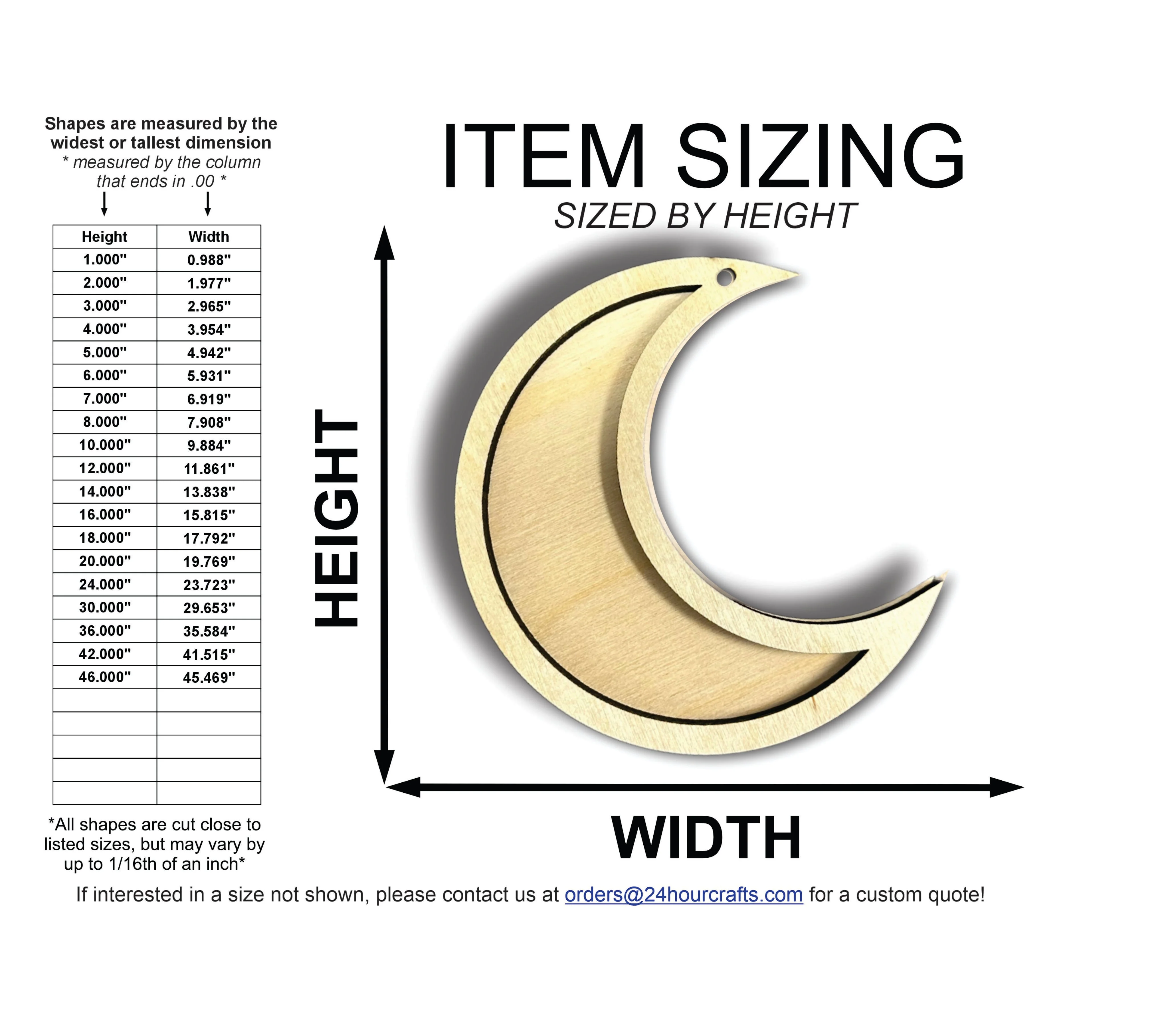 Unfinished Wood 2 Layer Crescent Moon Shadowbox Shape | DIY Craft Cutout | up to 46" DIY - Image 2