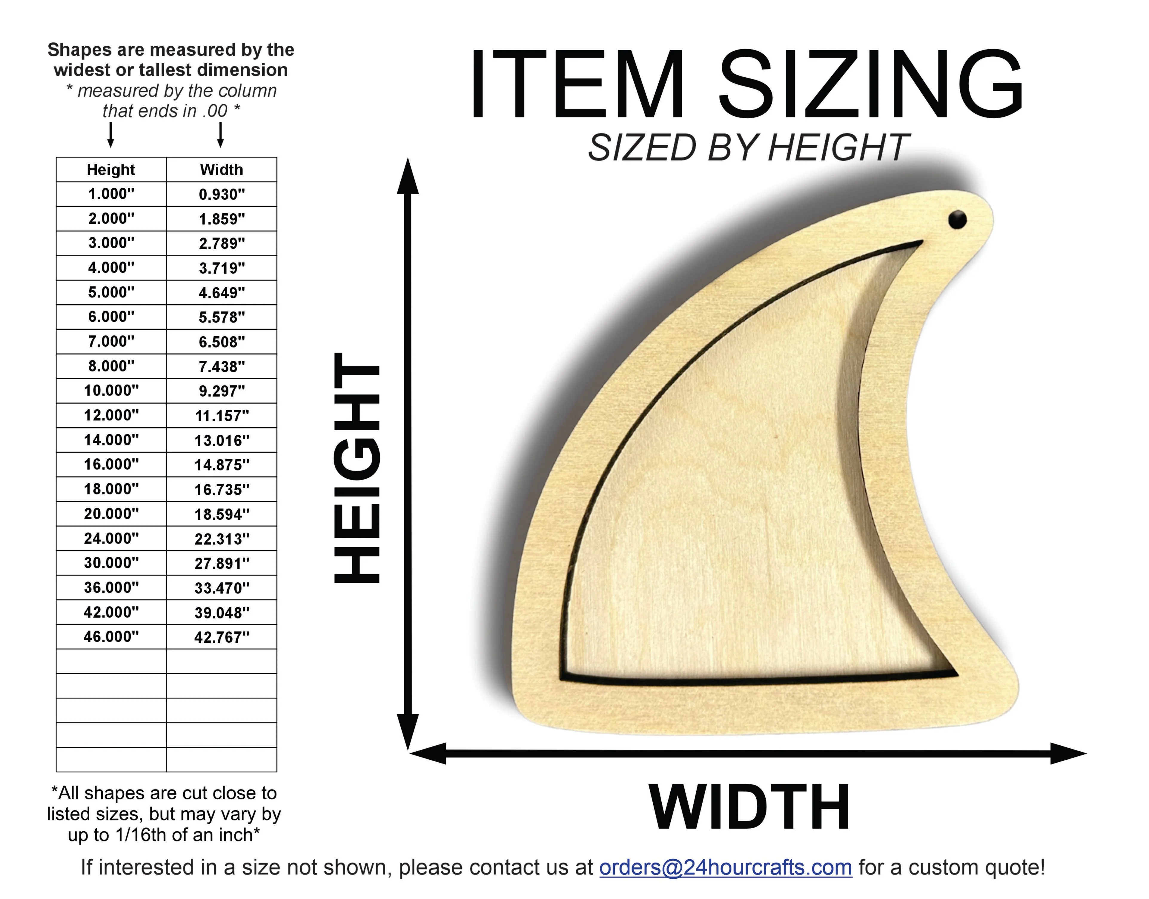 Unfinished Wood 2 Layer Fin Shadowbox Shape | DIY Craft Cutout | up to 46" DIY - Image 2