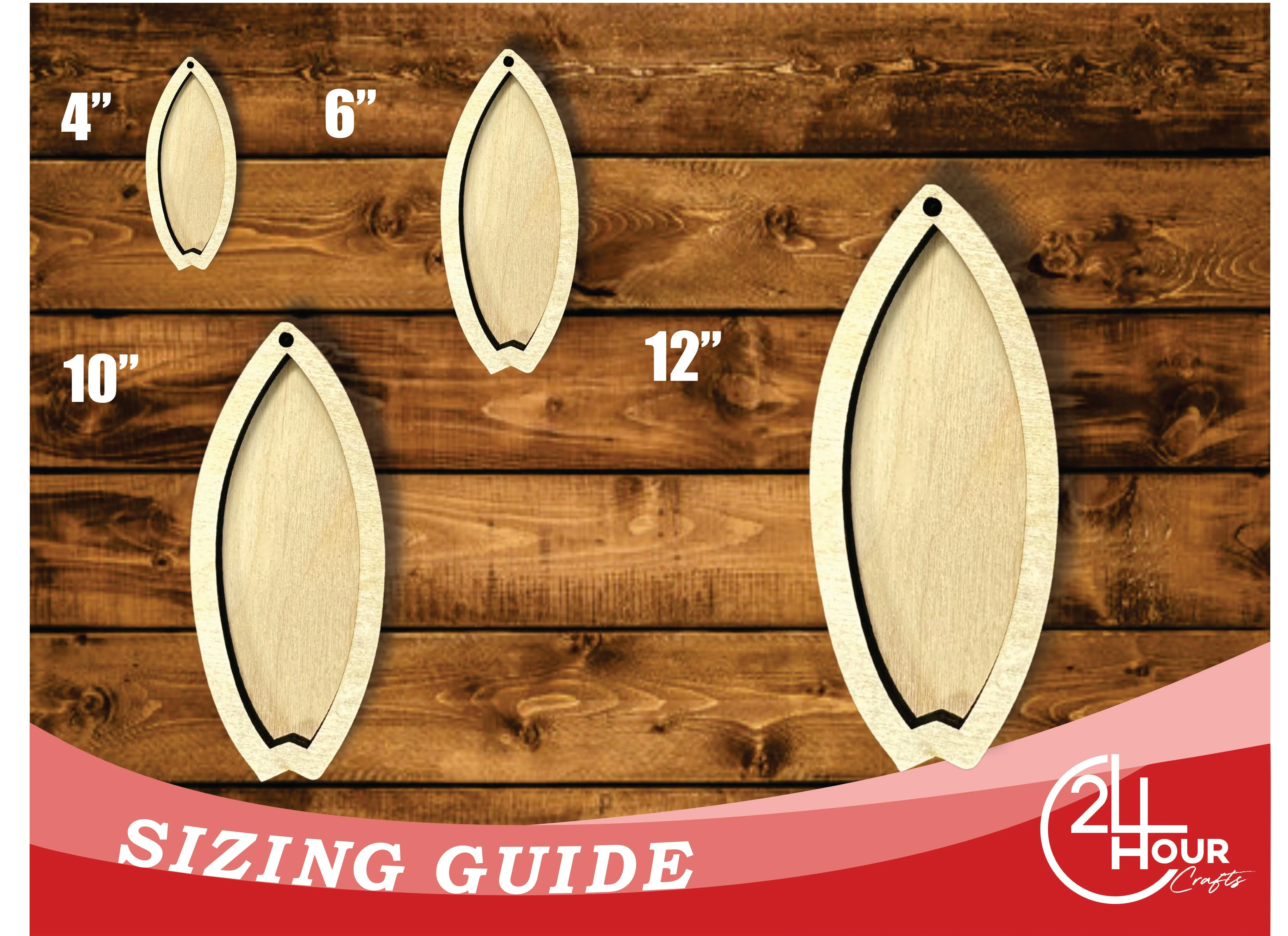Unfinished Wood 2 Layer Fishtail Surfboard Shadowbox Shape | DIY Craft Cutout | up to 46" DIY - Image 3
