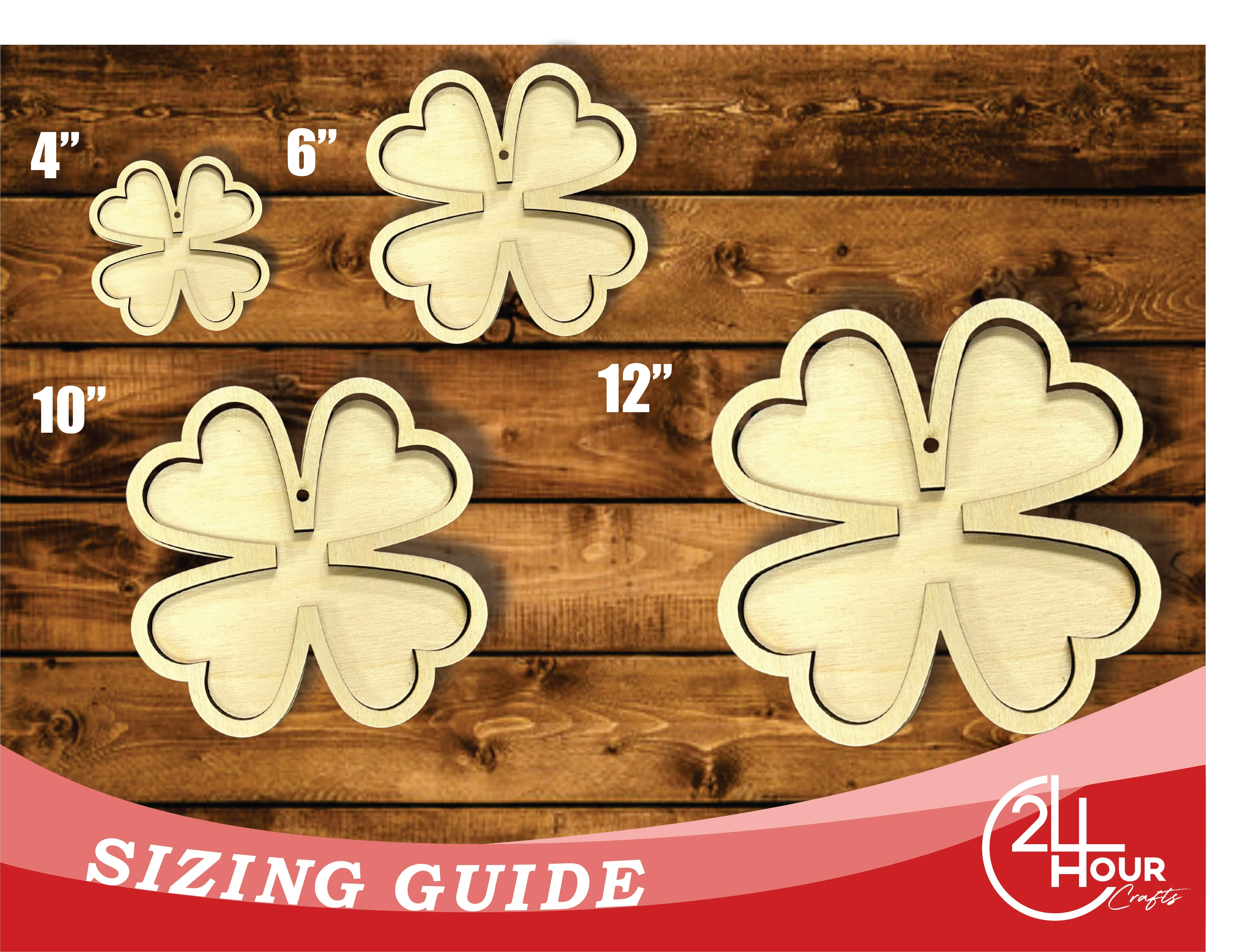 Unfinished Wood 2 Layer Four Leaf Clover Shadowbox Shape | DIY Craft Cutout | up to 46" DIY - Image 3
