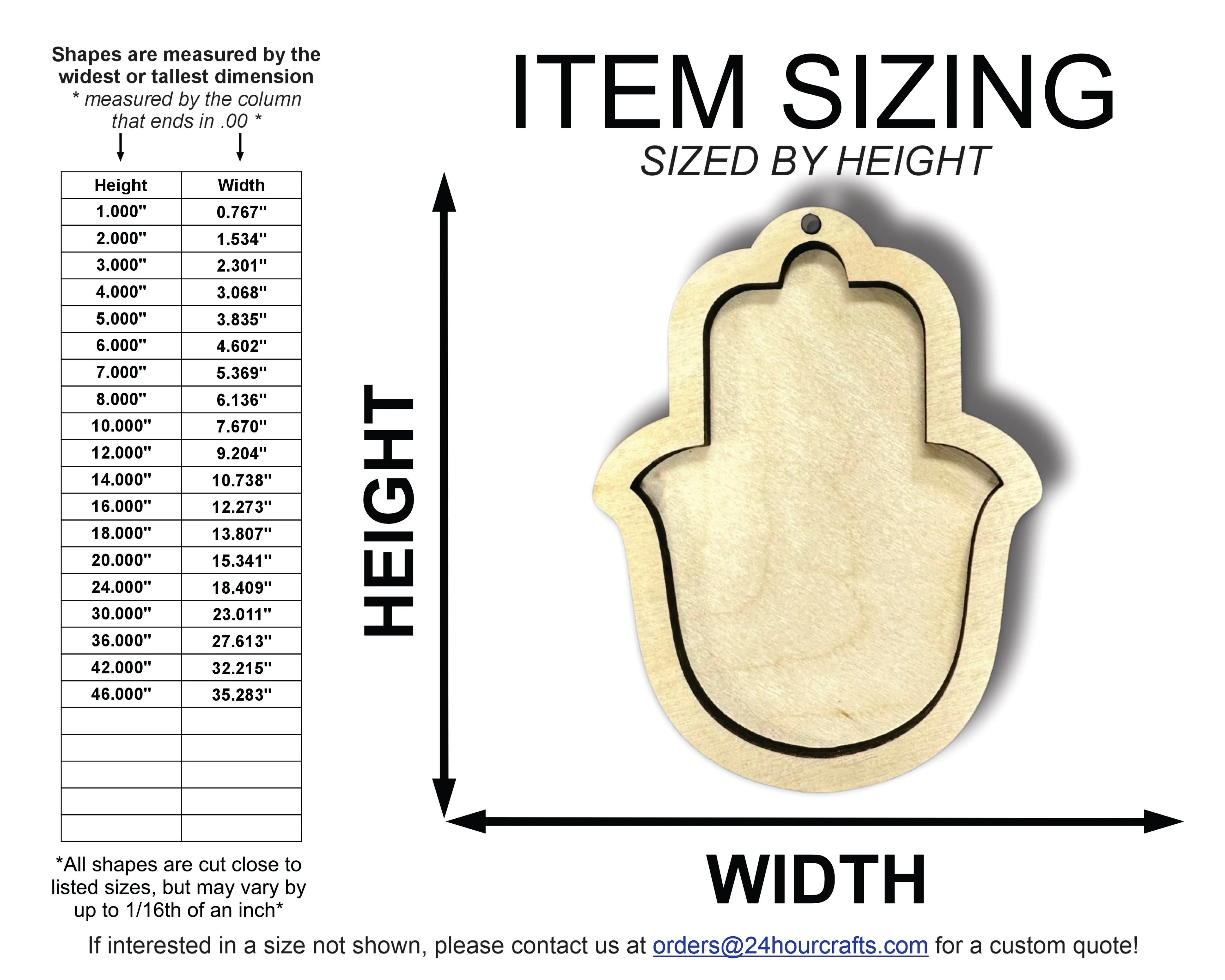Unfinished Wood 2 Layer Hamsa Shadowbox Shape | DIY Craft Cutout | up to 46" DIY - Image 2