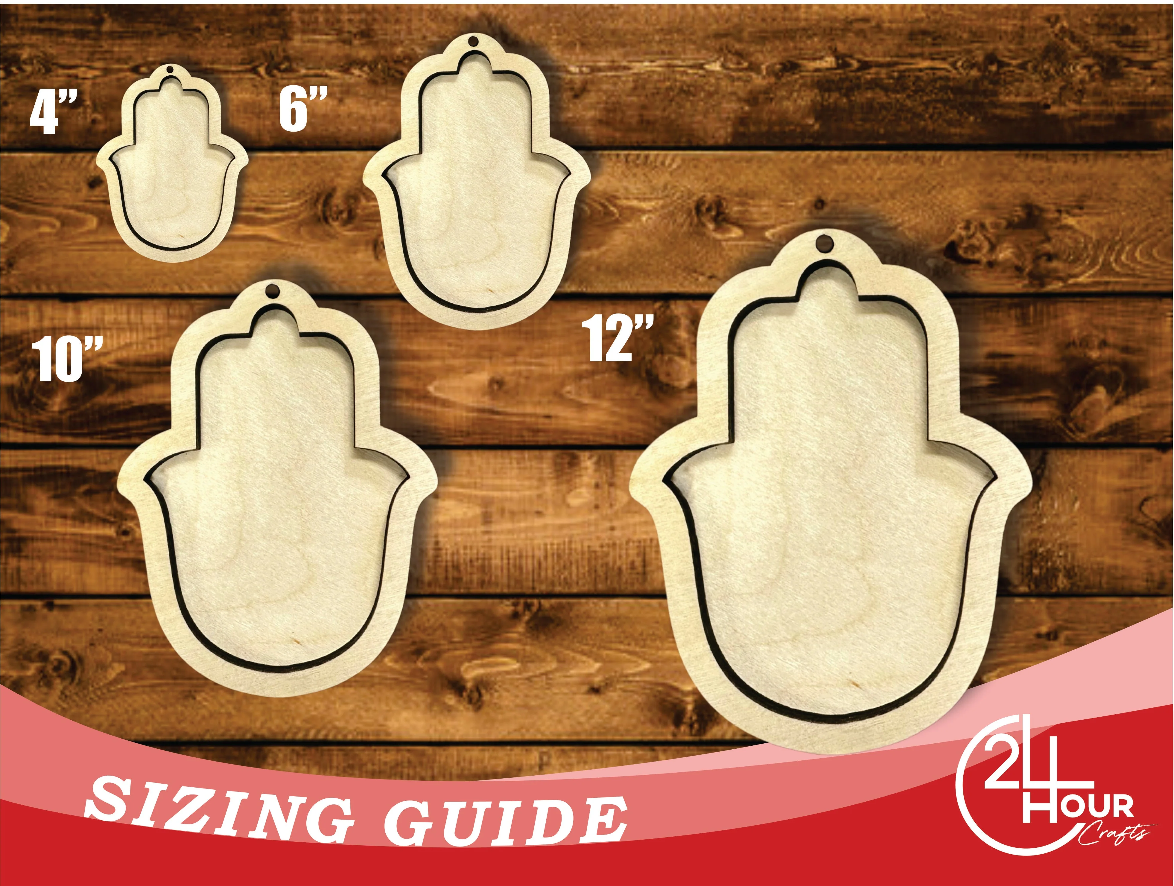 Unfinished Wood 2 Layer Hamsa Shadowbox Shape | DIY Craft Cutout | up to 46" DIY - Image 3