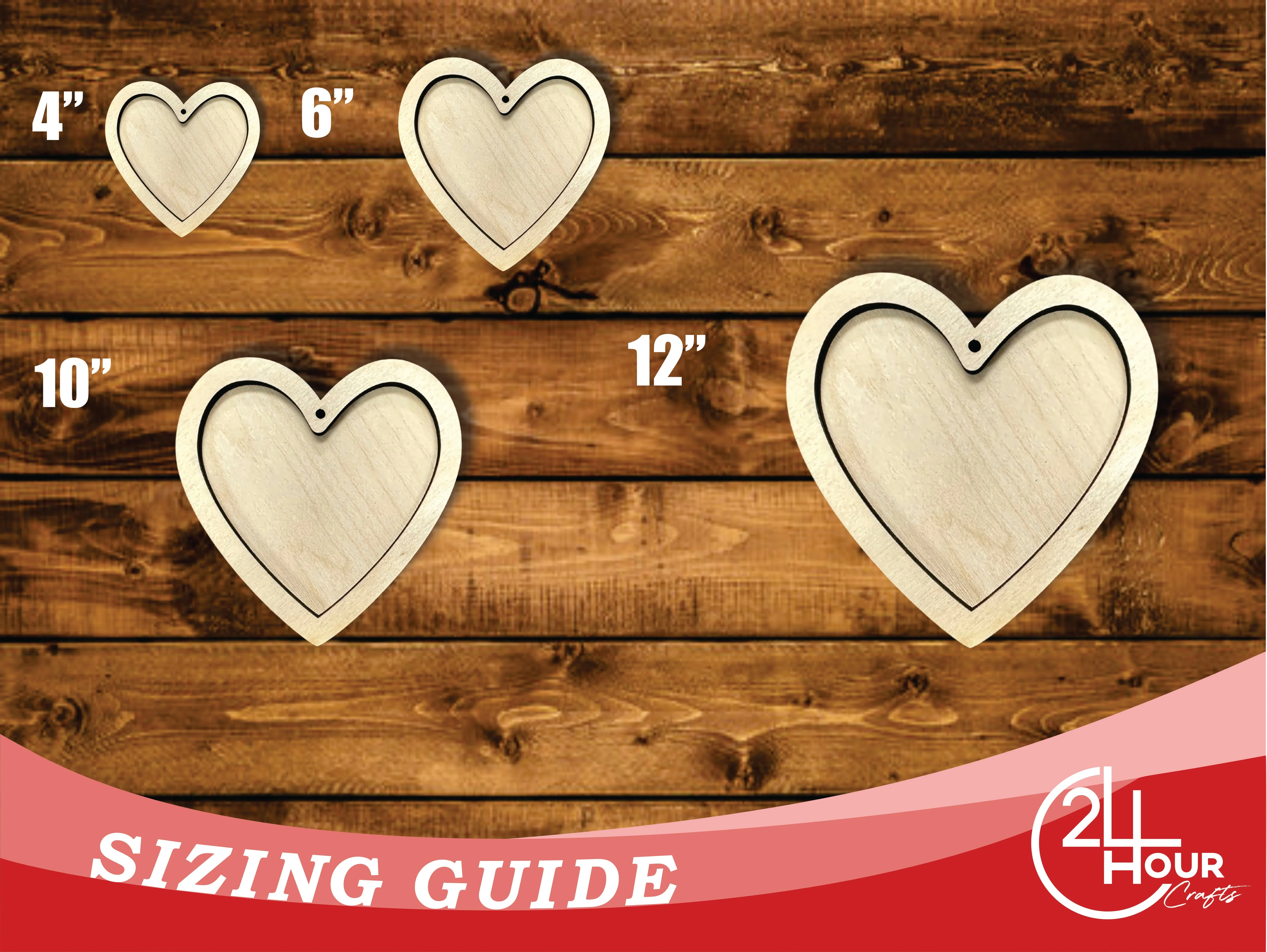 Unfinished Wood 2 Layer Heart Shadowbox Shape | DIY Craft Cutout | up to 46" DIY - Image 3