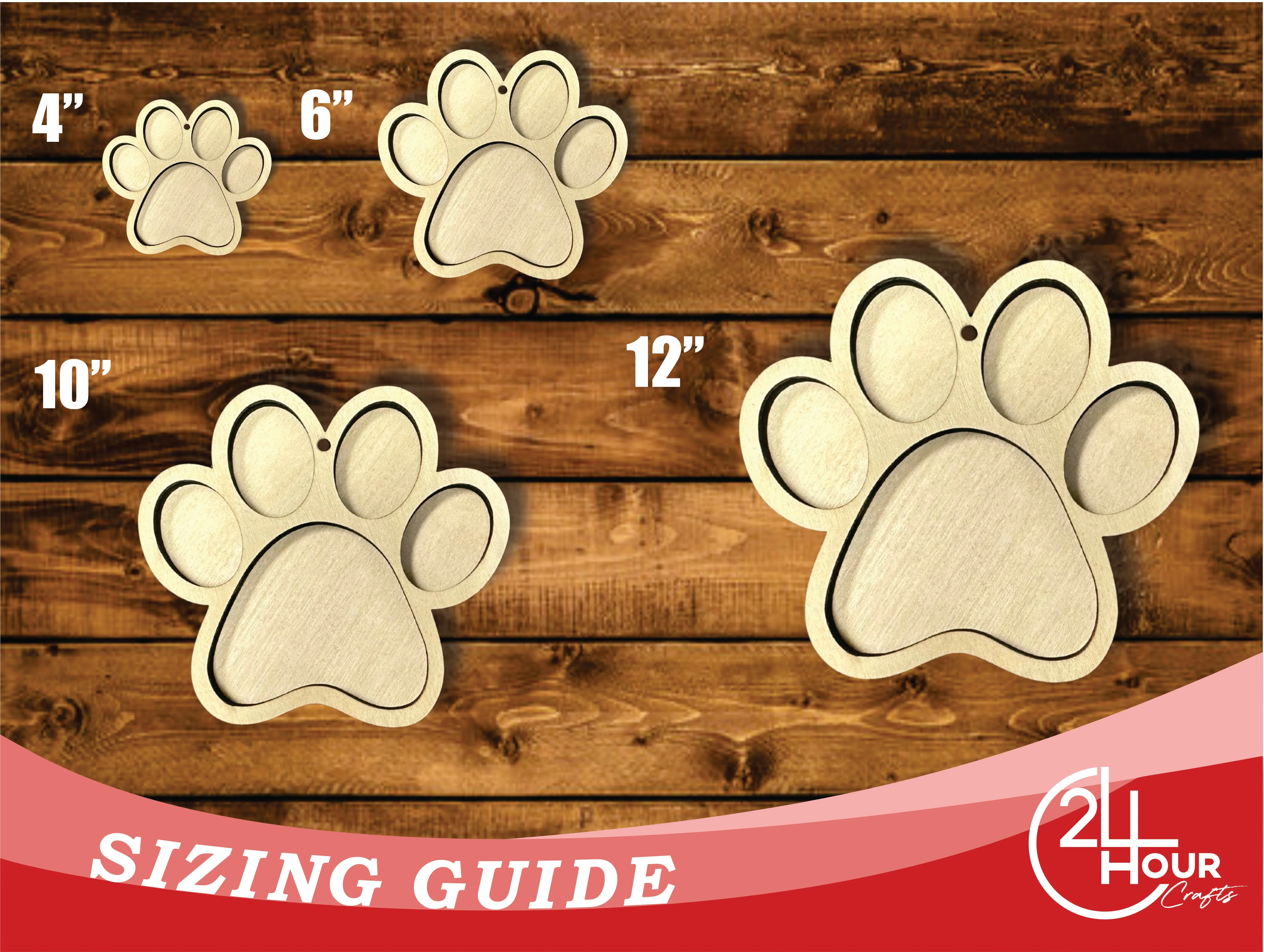 Unfinished Wood 2 Layer Paw Shadowbox Shape | DIY Craft Cutout | up to 46" DIY - Image 3