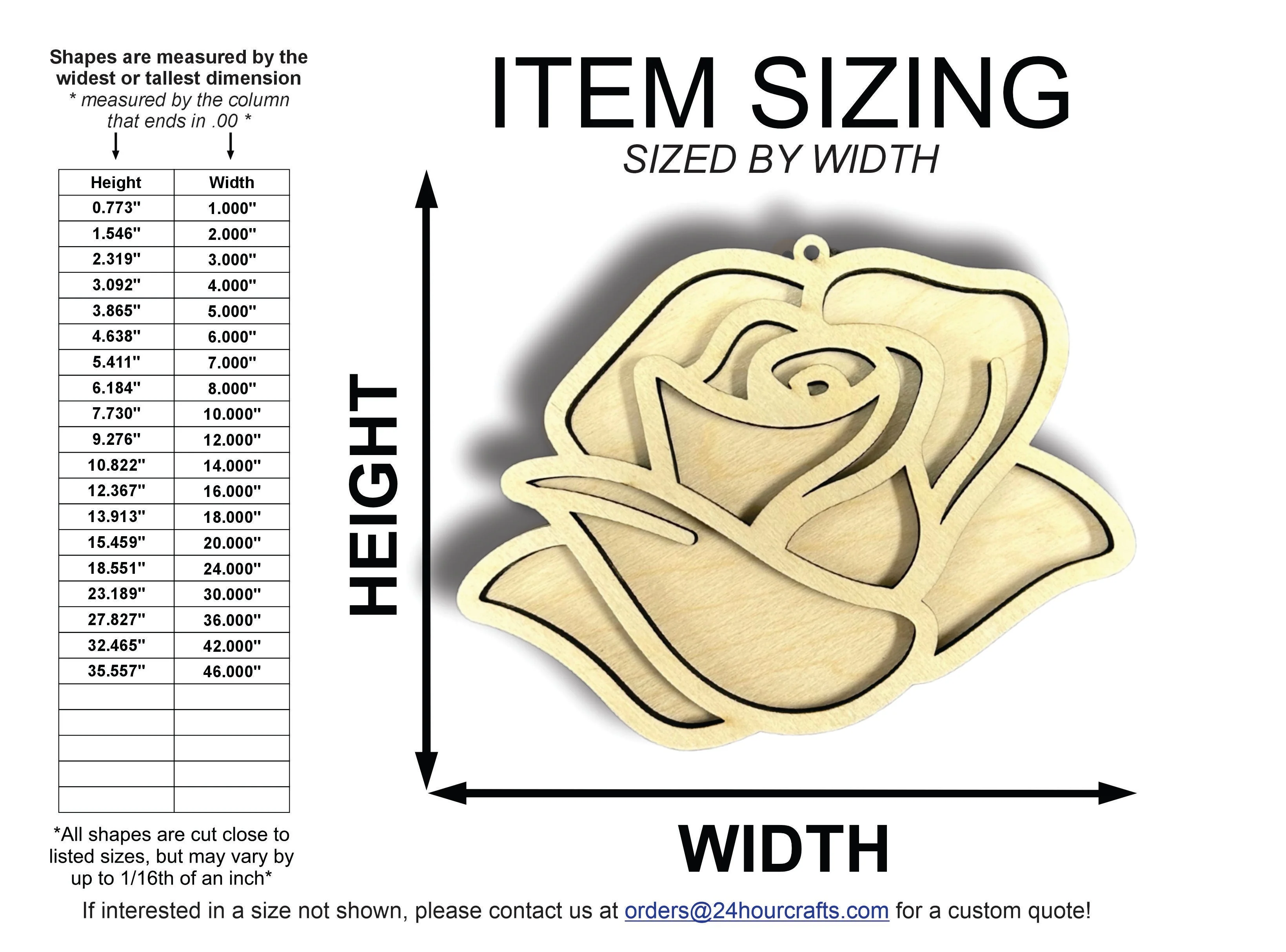 Unfinished Wood 2 Layer Rose Shadowbox Shape | DIY Craft Cutout | up to 46" DIY - Image 2