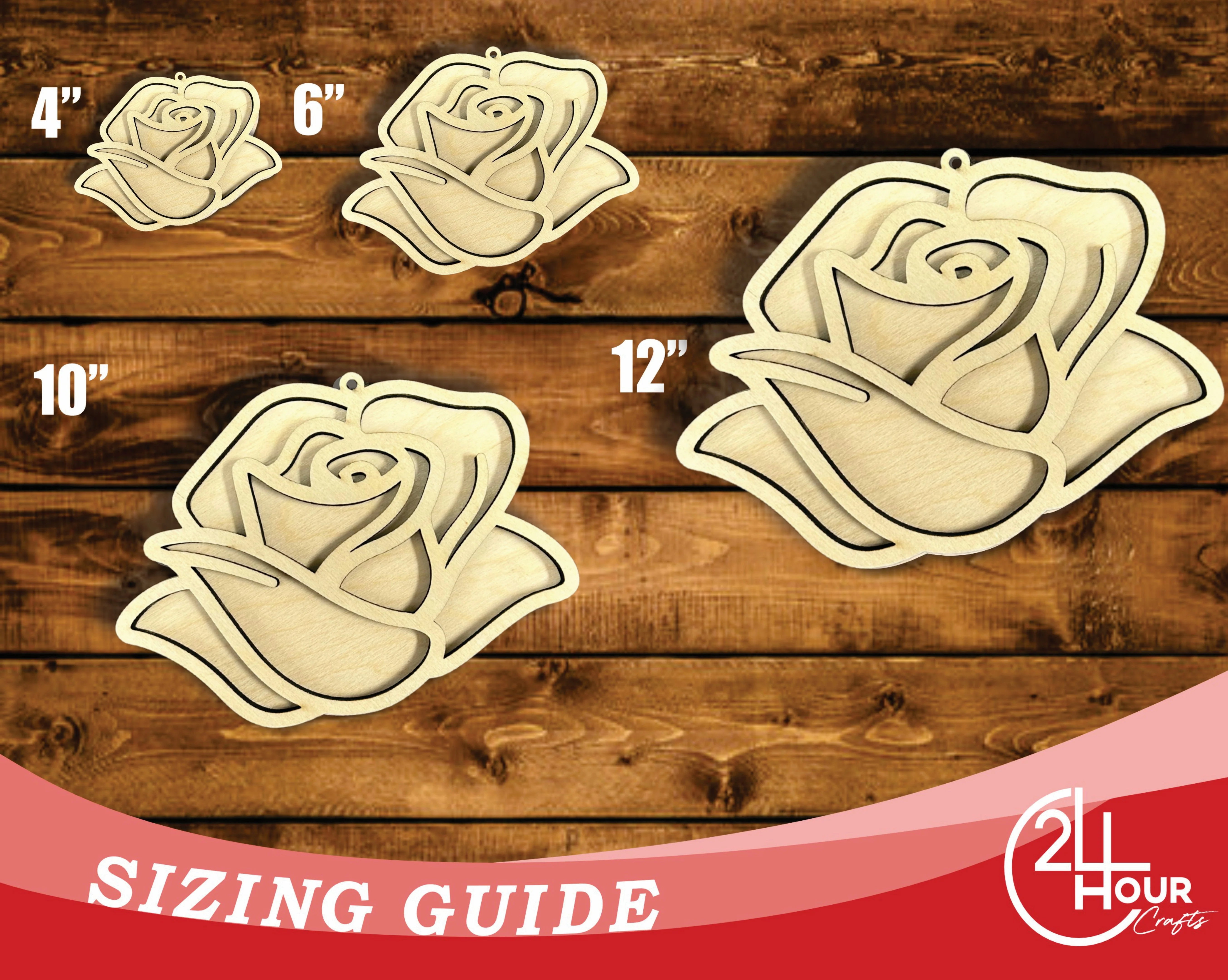 Unfinished Wood 2 Layer Rose Shadowbox Shape | DIY Craft Cutout | up to 46" DIY - Image 3