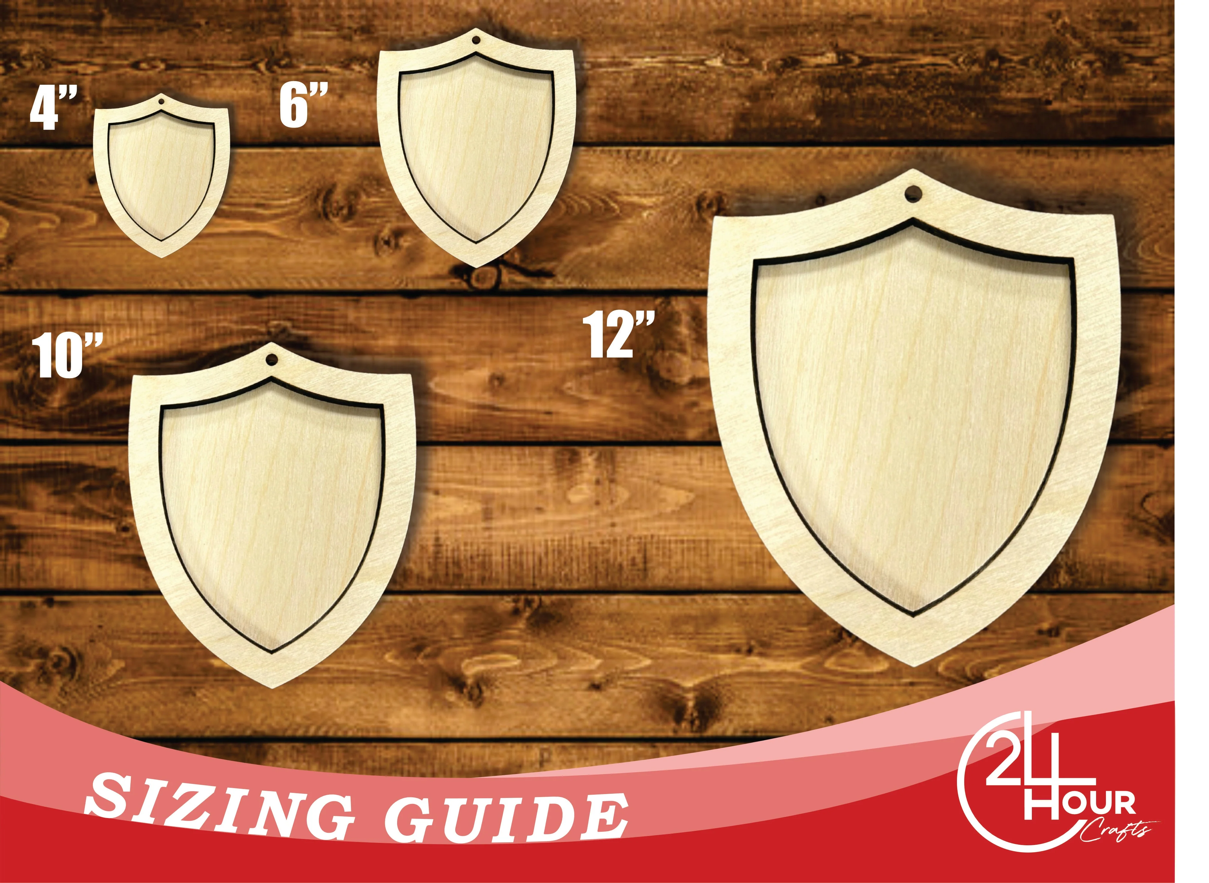 Unfinished Wood 2 Layer Shield Shadowbox Shape | DIY Craft Cutout | up to 46" DIY - Image 3