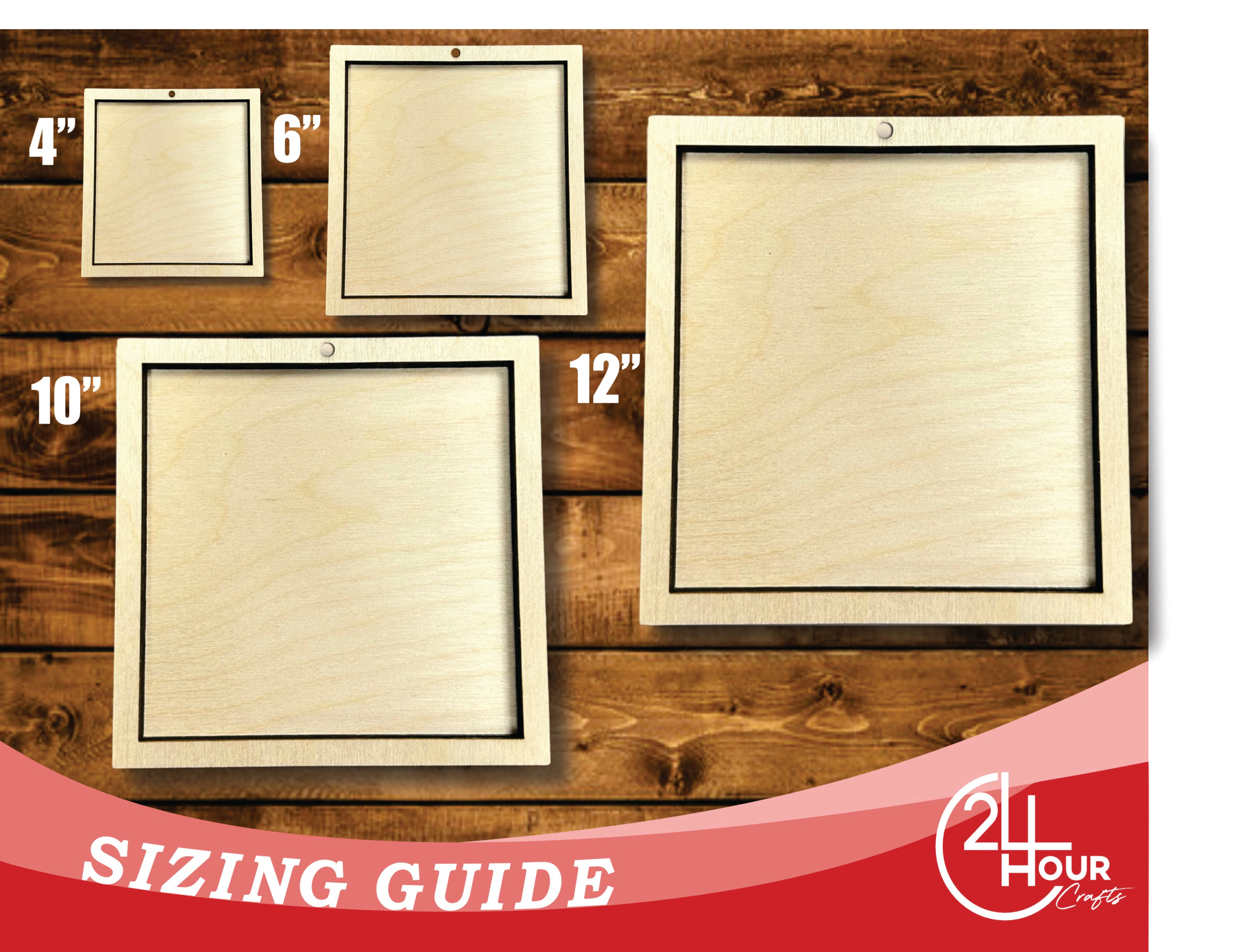 Unfinished Wood 2 Layer Square Shadowbox Shape | DIY Craft Cutout | up to 46" DIY - Image 3