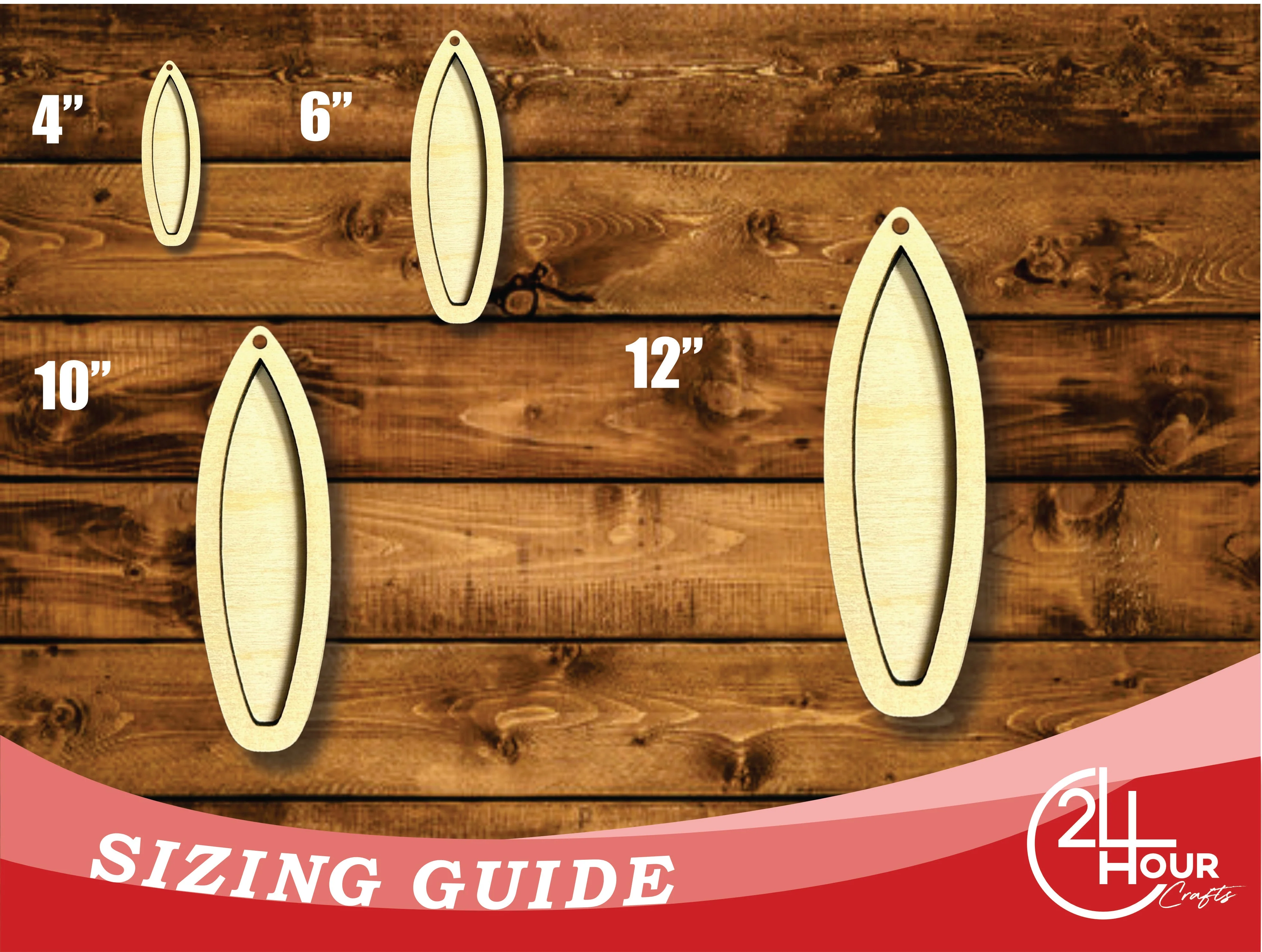 Unfinished Wood 2 Layer Surfboard Shadowbox Shape | DIY Craft Cutout | up to 46" DIY - Image 3