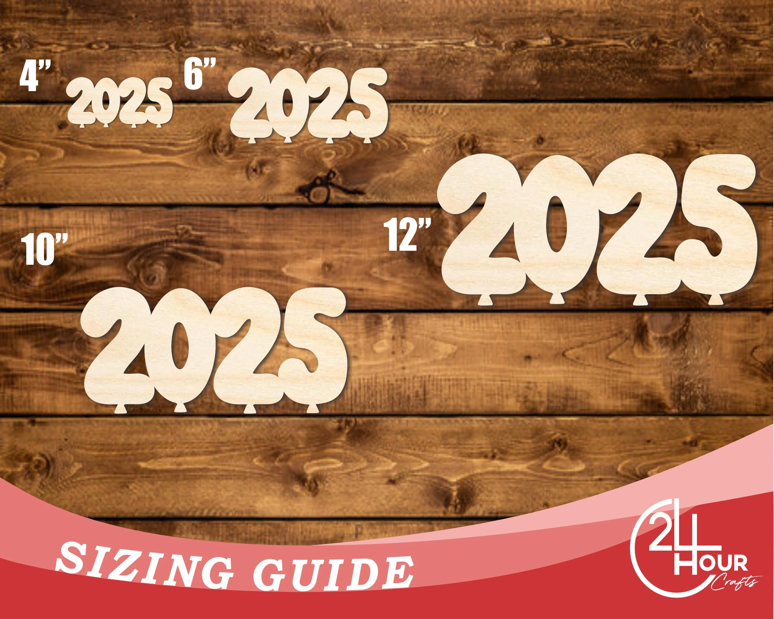 Unfinished Wood 2025 Balloons Shape | DIY Craft Cutout | up to 46" DIY - Image 3