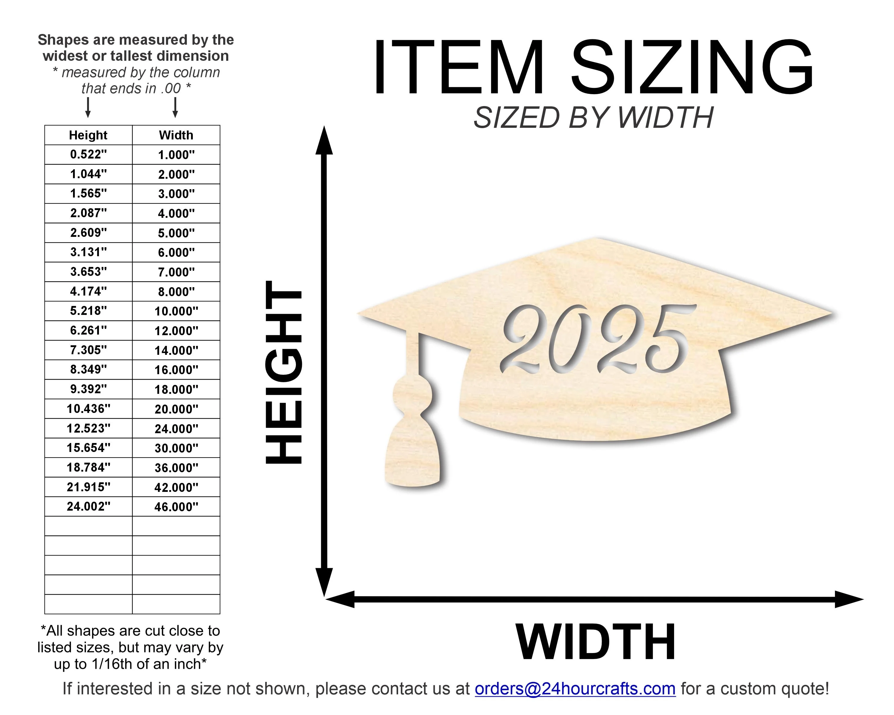 Unfinished Wood 2025 Grad Cap Shape | DIY Craft Cutout | up to 46" DIY - Image 2