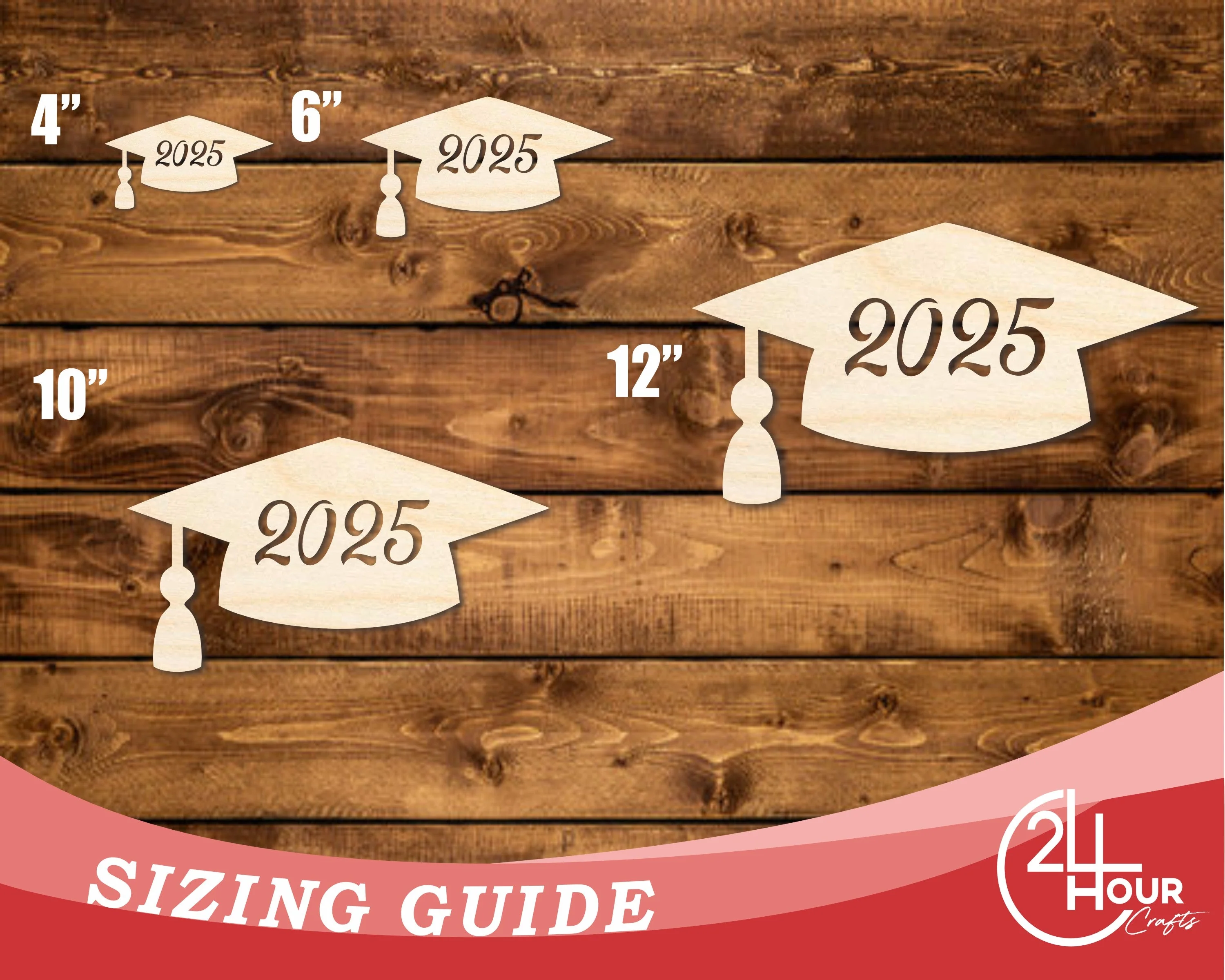 Unfinished Wood 2025 Grad Cap Shape | DIY Craft Cutout | up to 46" DIY - Image 3