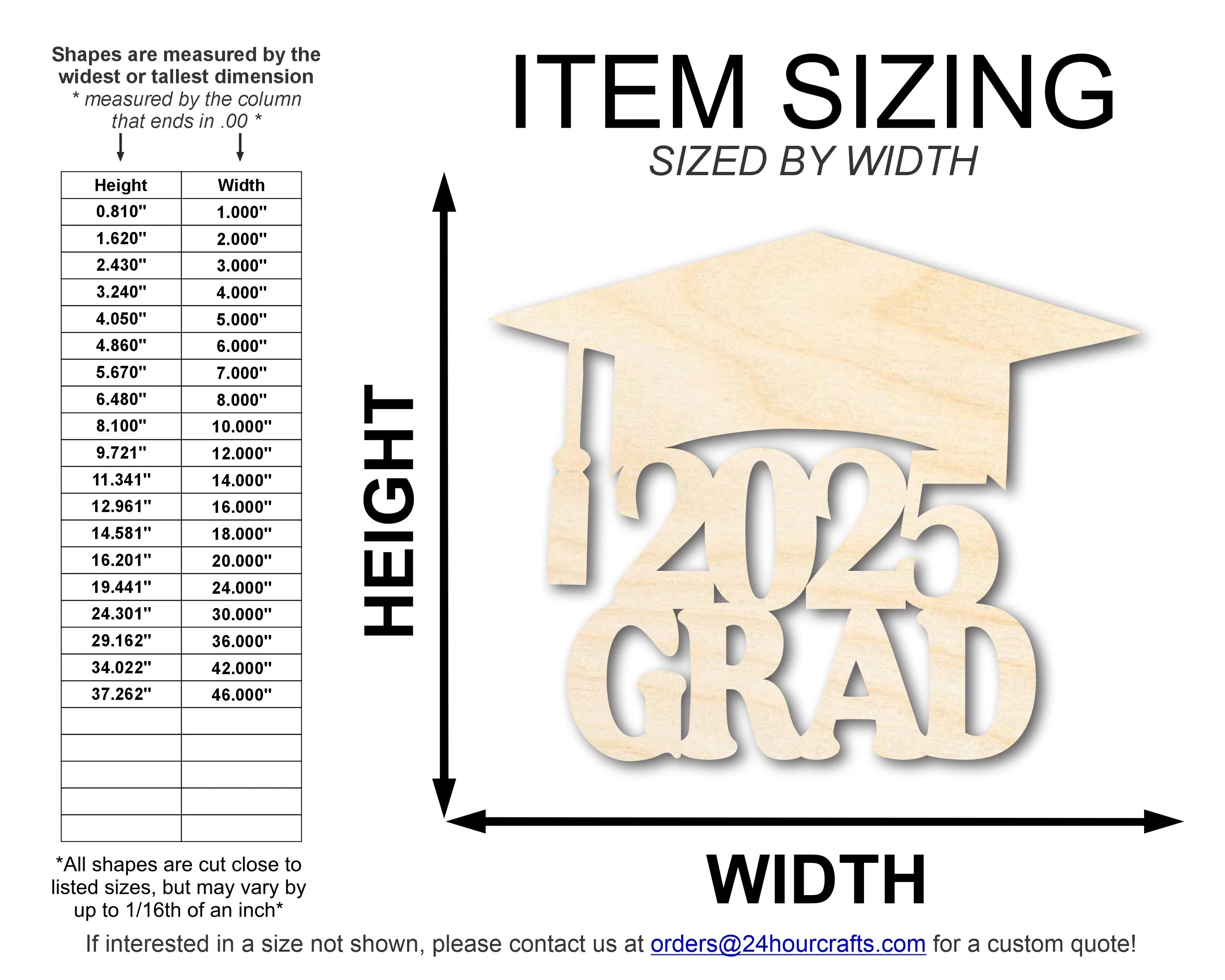 Unfinished Wood 2025 Grad Shape | DIY Craft Cutout | up to 46" DIY - Image 2