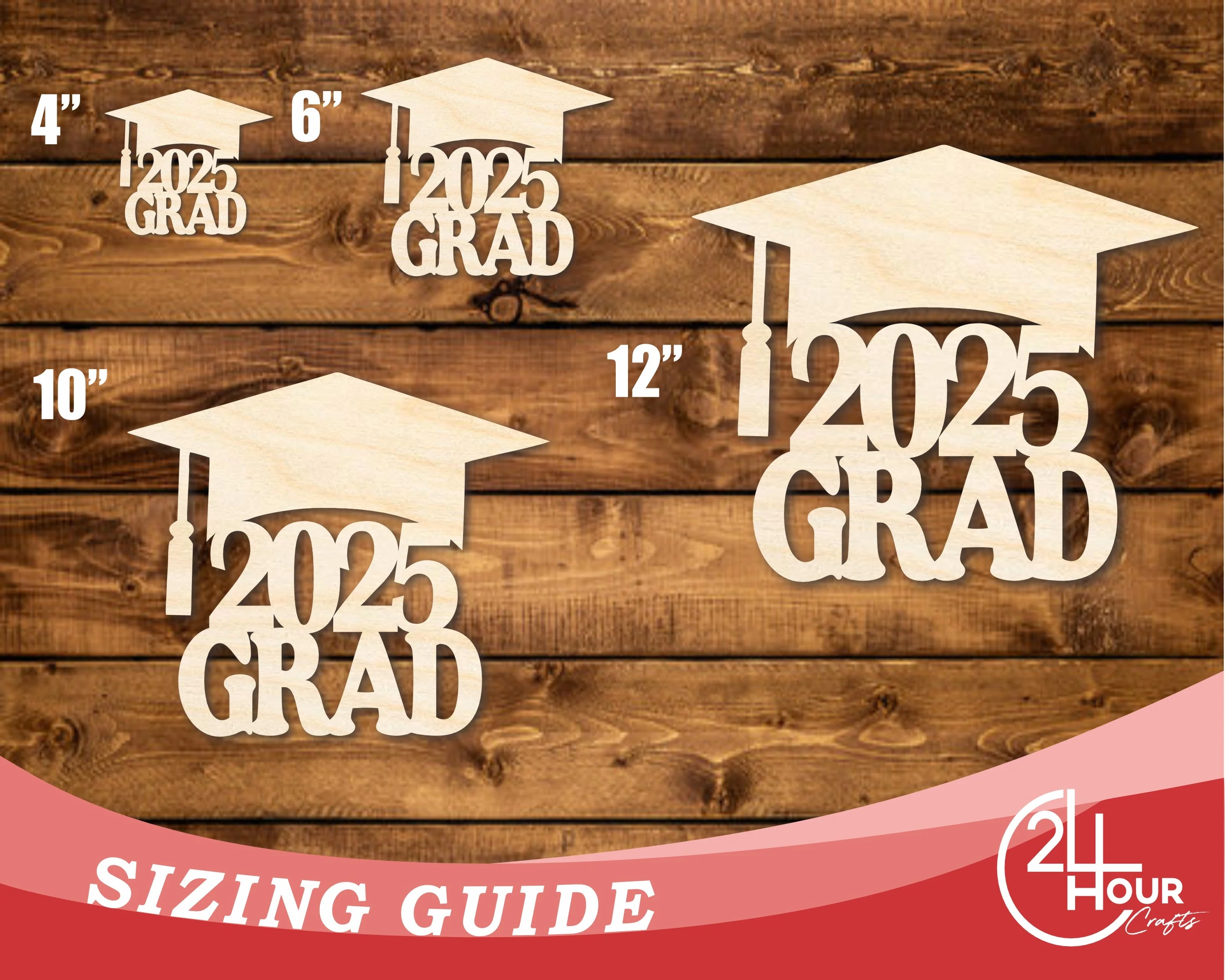 Unfinished Wood 2025 Grad Shape | DIY Craft Cutout | up to 46" DIY - Image 3