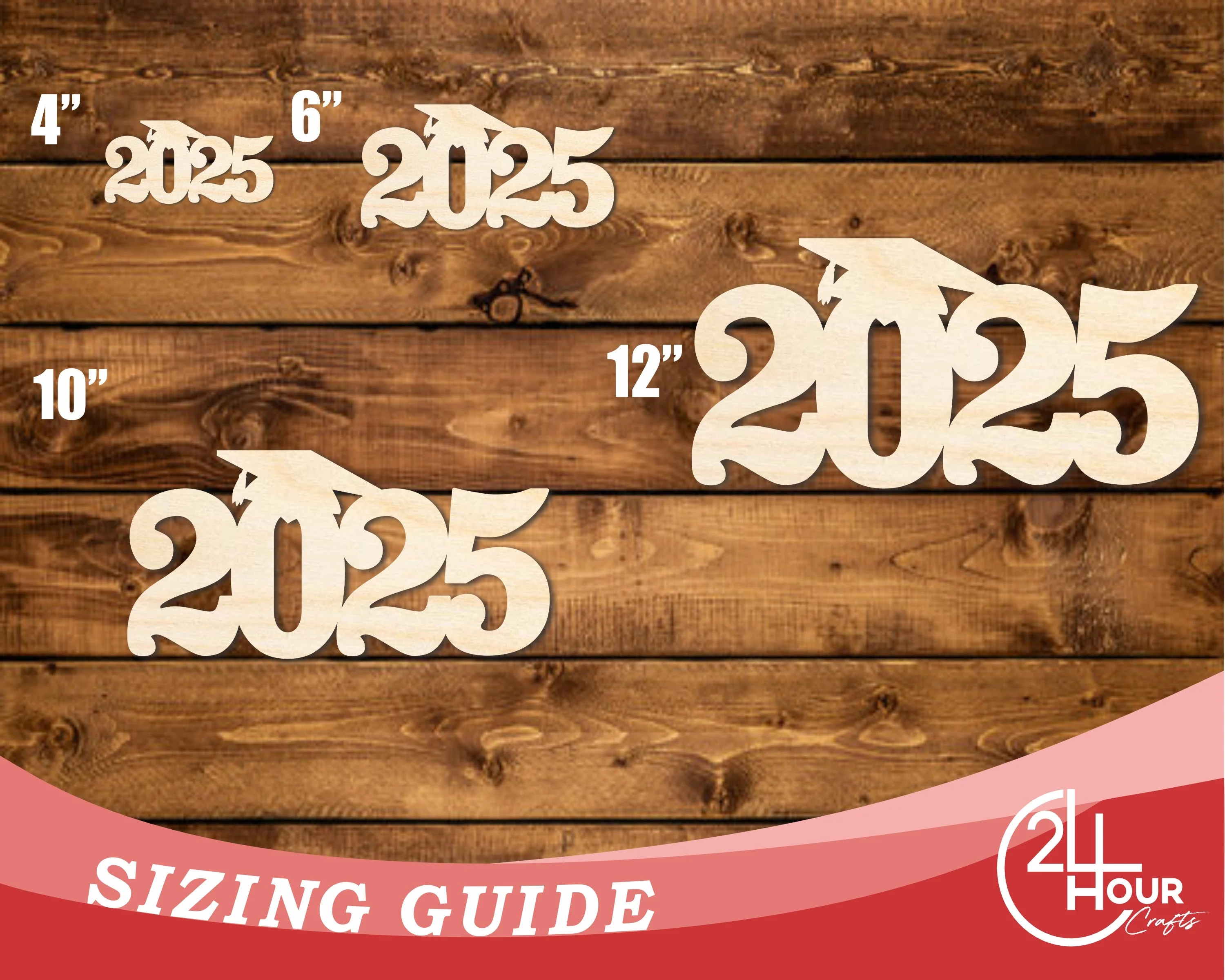 Unfinished Wood 2025 Grad Shape | DIY Craft Cutout | up to 46" DIY - Image 3