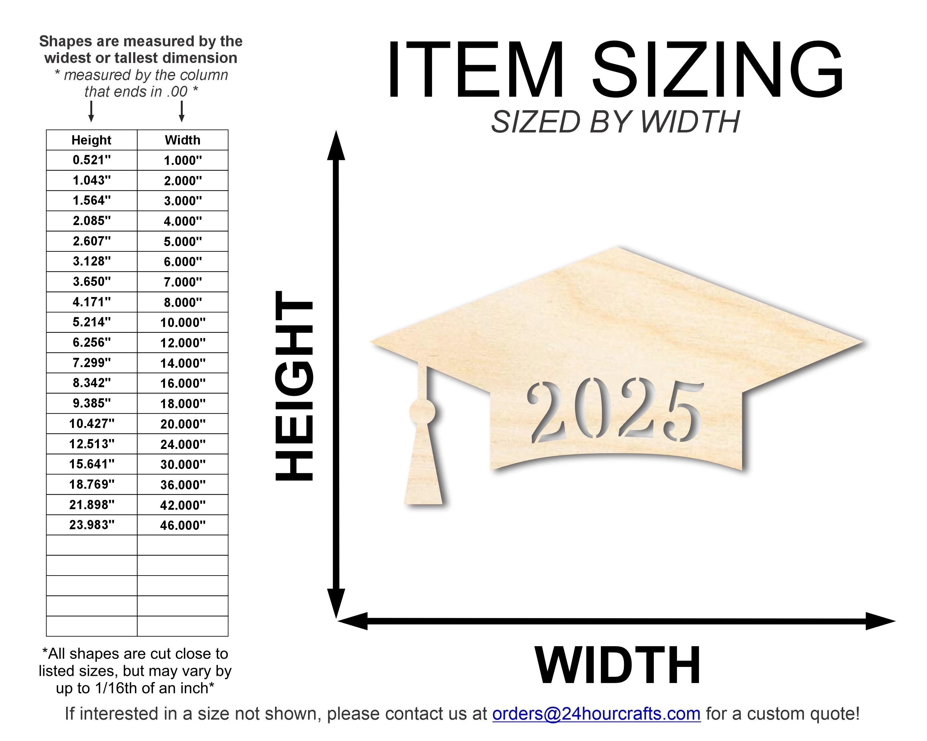 Unfinished Wood 2025 Graduation Cap Shape | DIY Craft Cutout | up to 46" DIY - Image 2