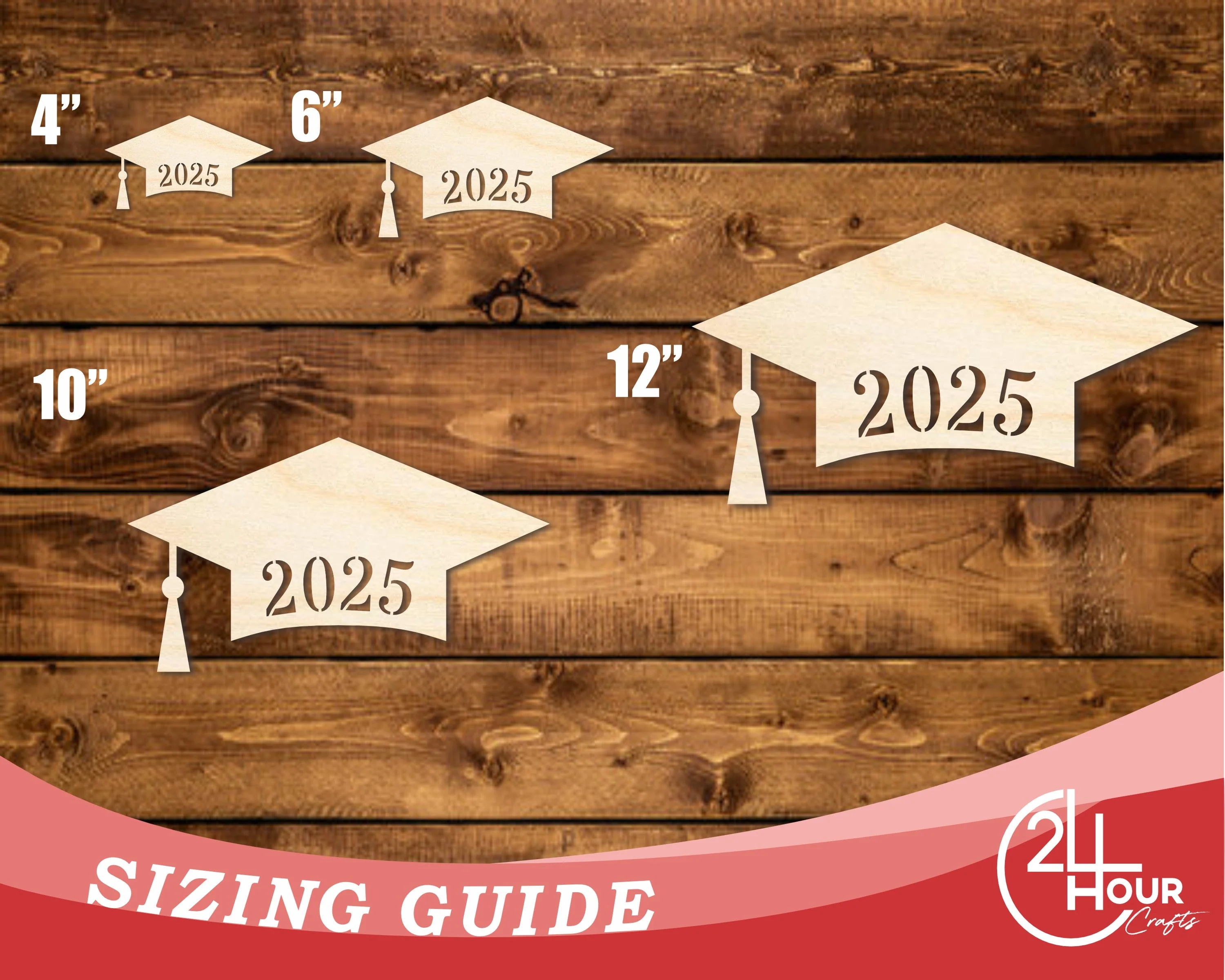 Unfinished Wood 2025 Graduation Cap Shape | DIY Craft Cutout | up to 46" DIY - Image 3