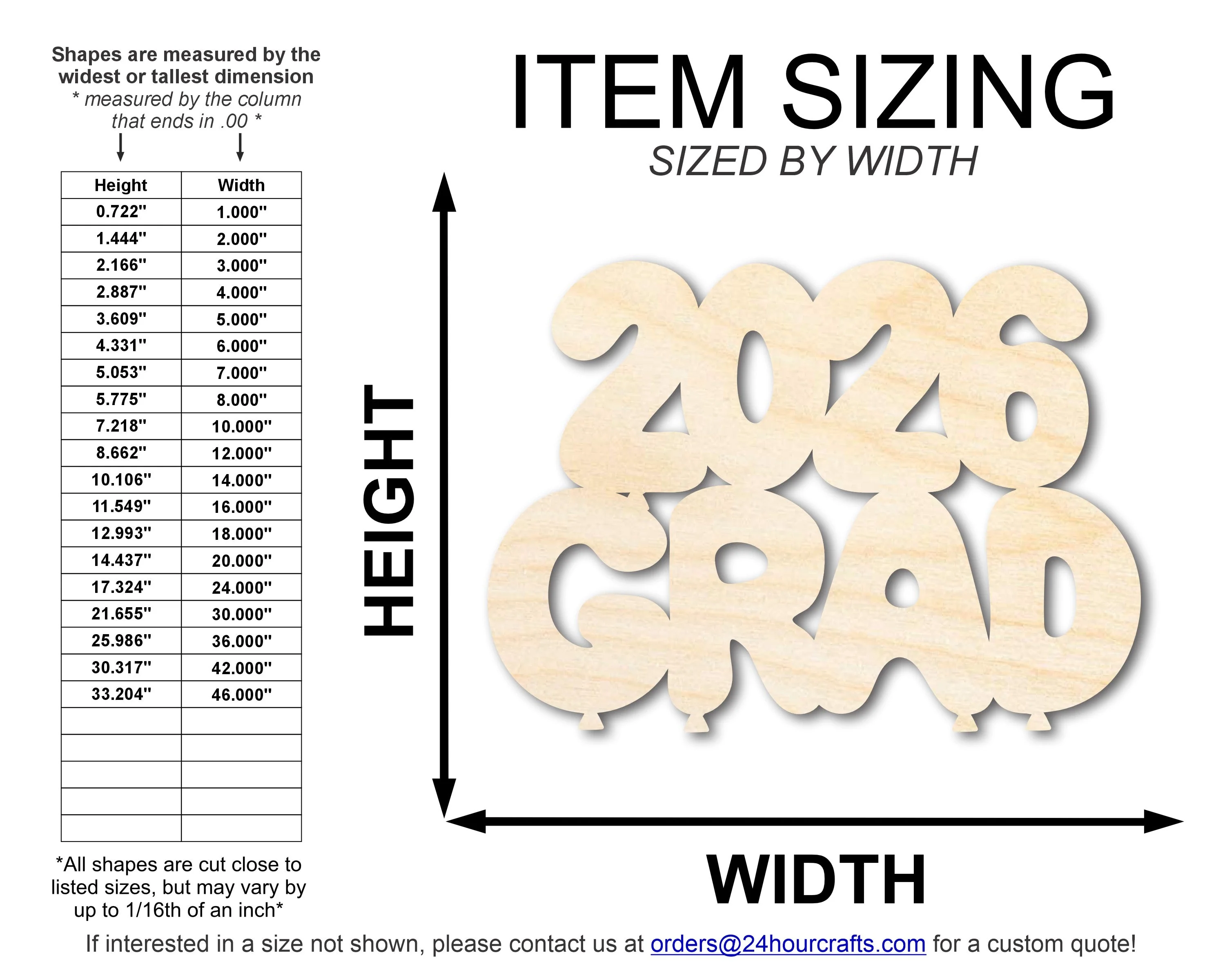 Unfinished Wood 2026 Grad Shape | DIY Craft Cutout | up to 46" DIY - Image 2
