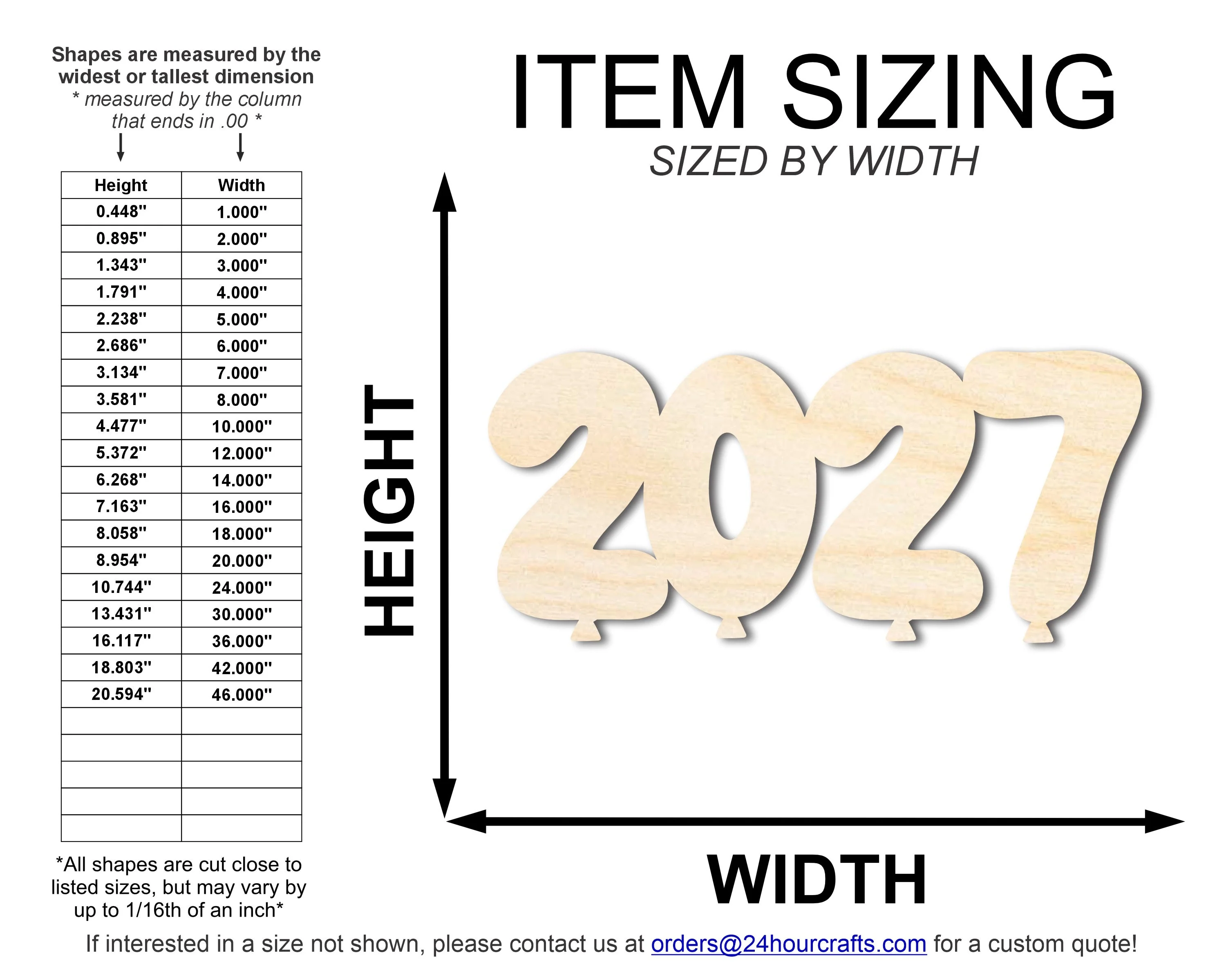 Unfinished Wood 2027 Balloons Shape | DIY Craft Cutout | up to 46" DIY - Image 2