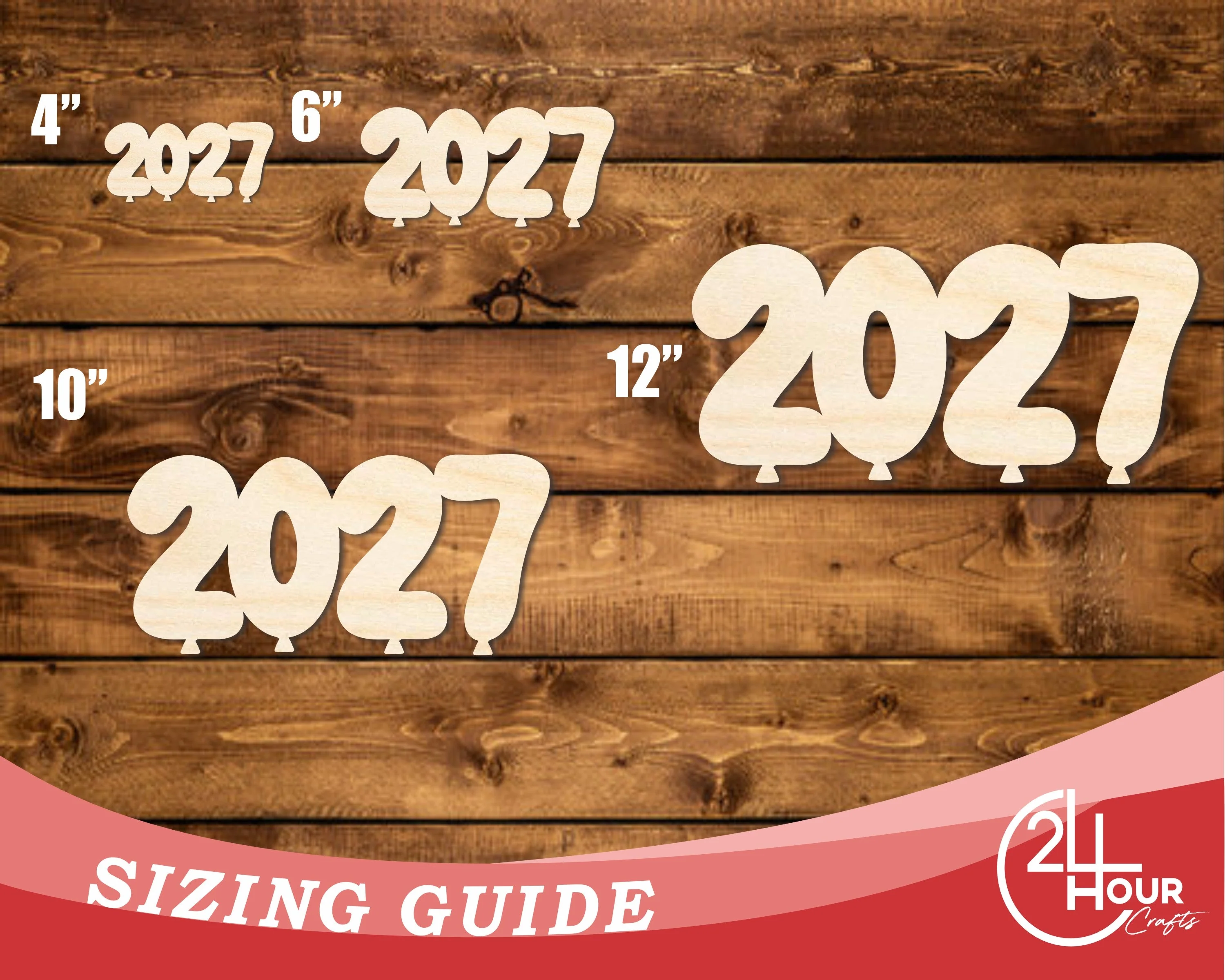 Unfinished Wood 2027 Balloons Shape | DIY Craft Cutout | up to 46" DIY - Image 3