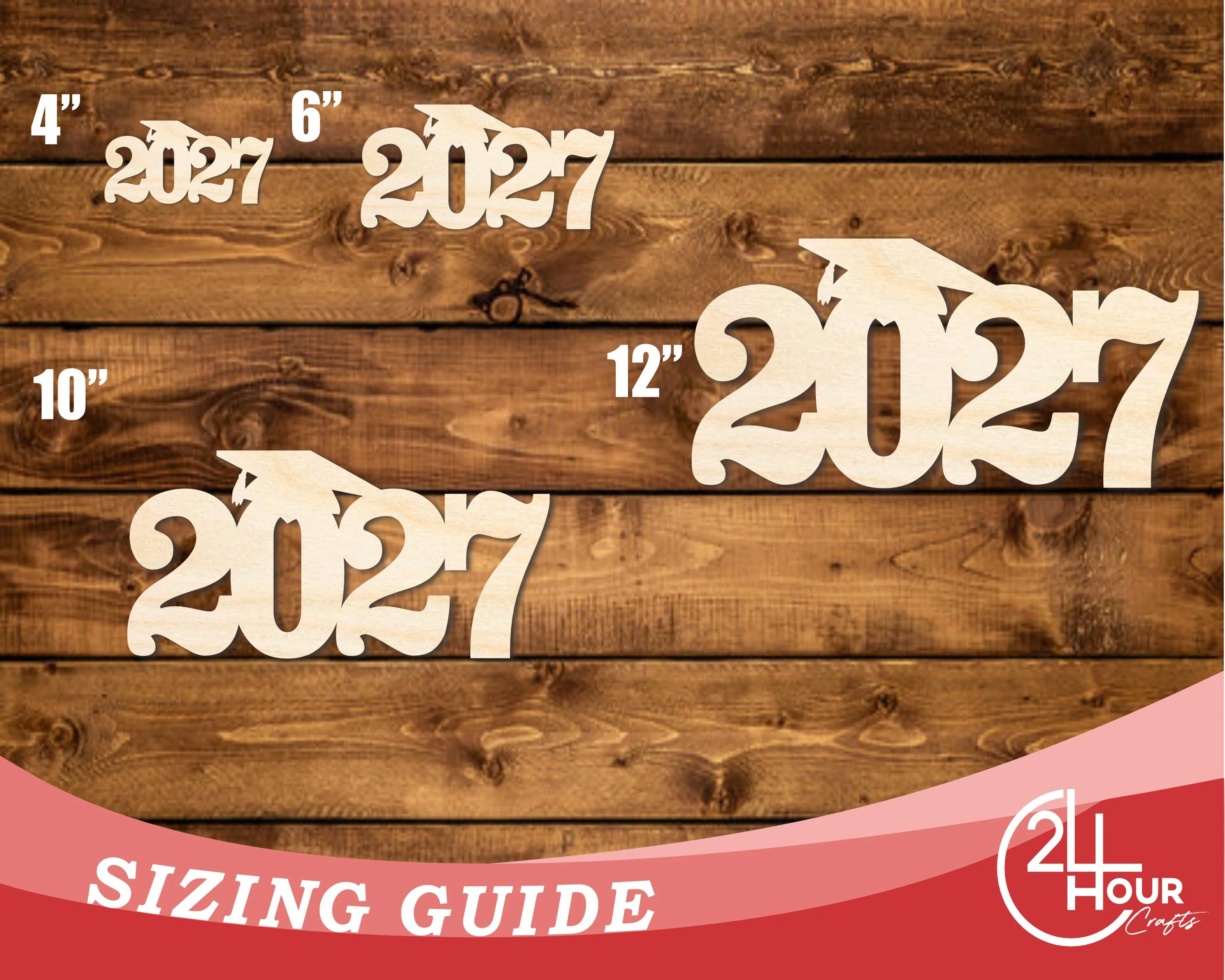 Unfinished Wood 2027 Grad Cap Shape | DIY Craft Cutout | up to 46" DIY - Image 3