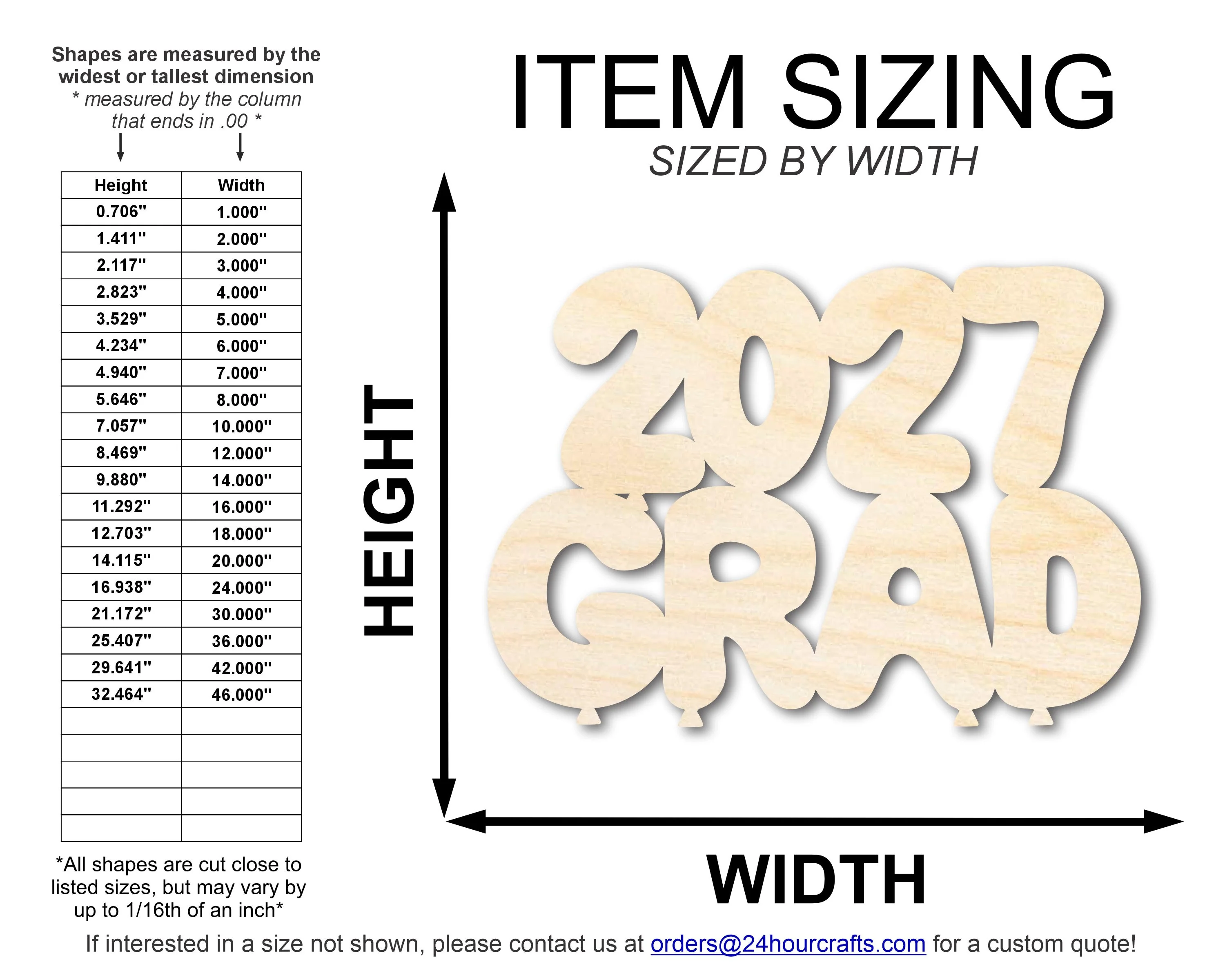 Unfinished Wood 2027 Grad Shape | DIY Craft Cutout | up to 46" DIY - Image 2